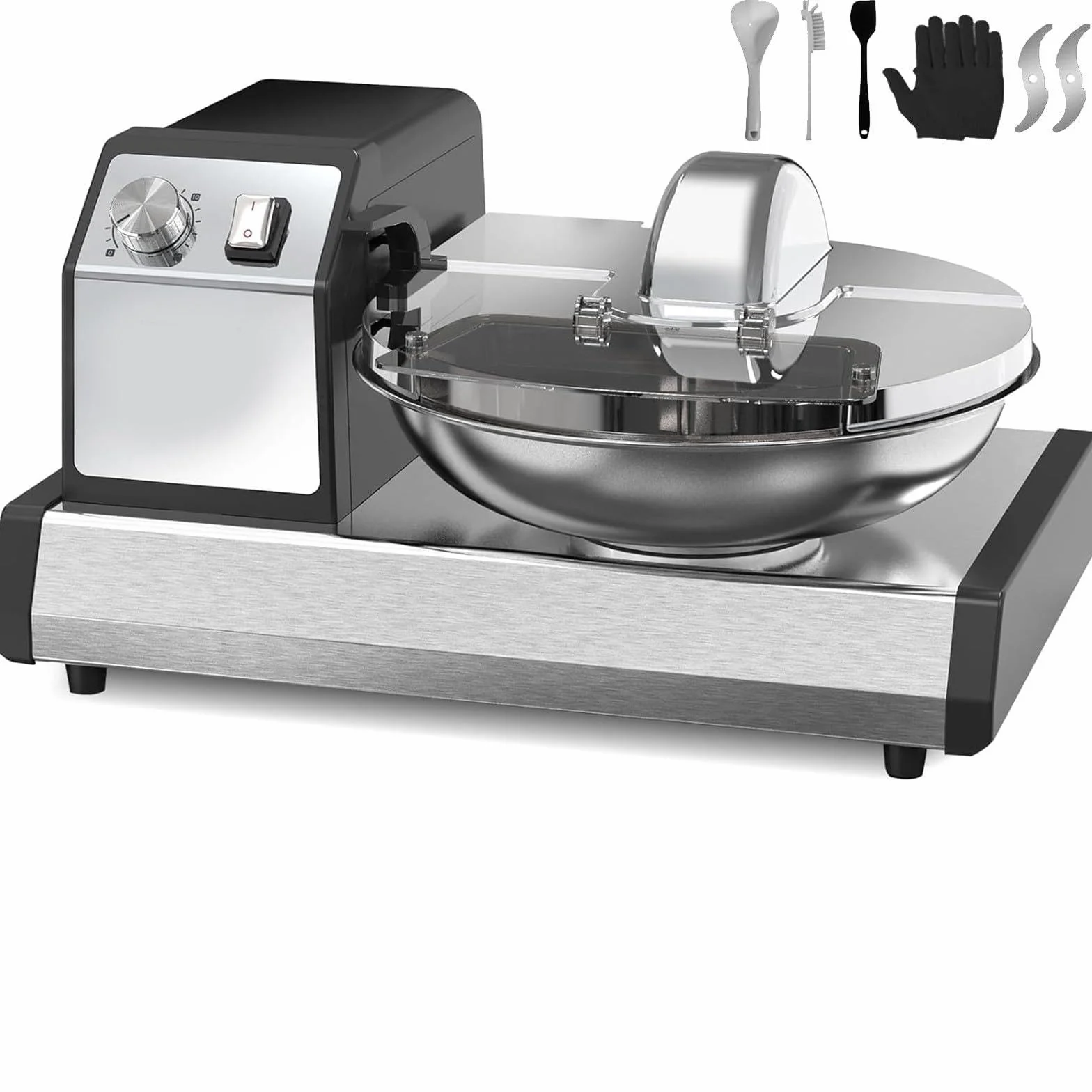 250 w komercyjny robot kuchenny, 5 l/5,28 qt siekacz warzyw, maszynka mielenia mięsa, elektryczna maszynka warzyw, wyjmowana misa ze stali nierdzewnej, timer 1-15, do domu I restauracji