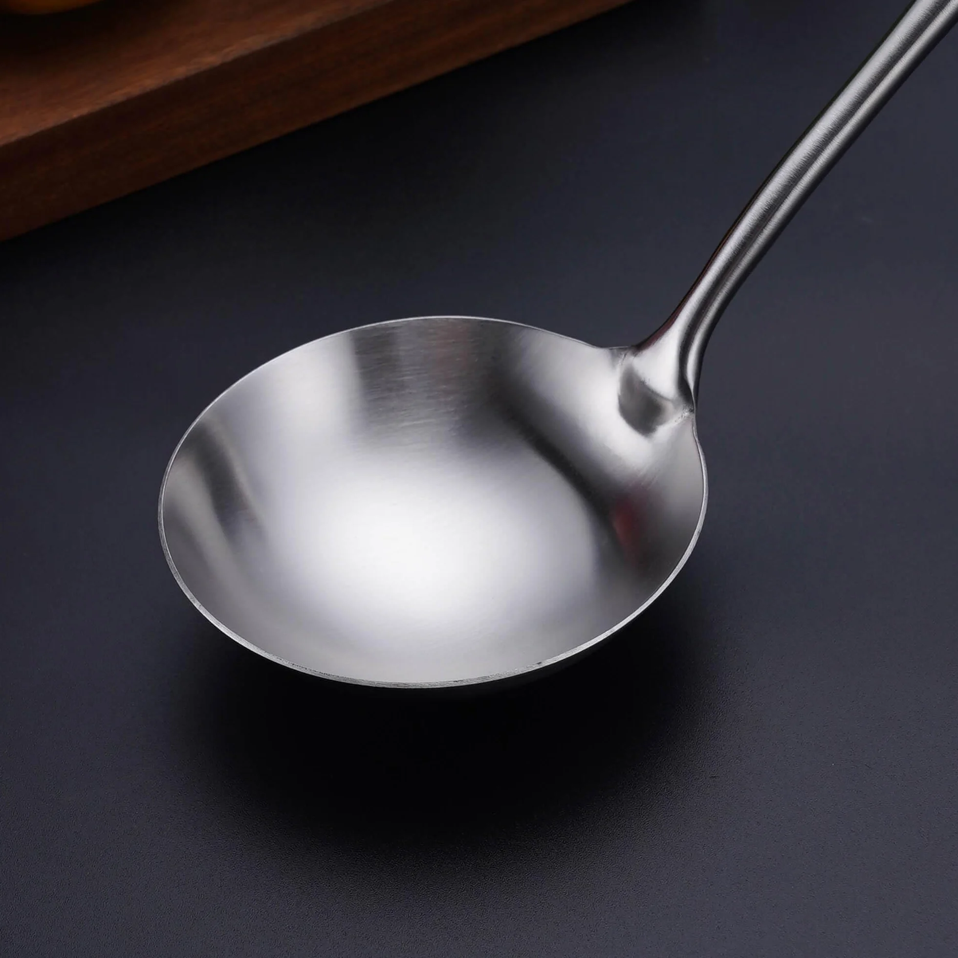 40 cm zestaw przyborów kuchennych ze stali nierdzewnej 304, 6-elementowy metalowy bardzo długi uchwyt, narzędzia do gotowania z łopatką woka, chochla do zupy, łyżką do skmer, łopatką szczelinową, serwerem do spaghetti, solidna łyżka