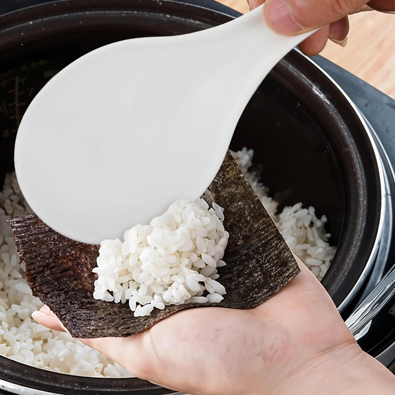 Mabor 2 szt. Łyżka do serwowania ryżu plastikowa nieprzywierająca łopatka do ryżu biała łyżka do gotowania szpatułka 19,5 cm do kuchni restauracji przybory kuchenne
