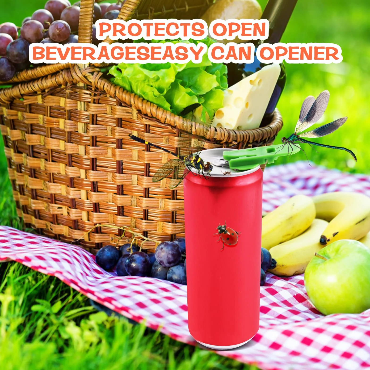 Abeillo 6 sztuk ręcznego łatwego otwieracza do puszek, otwieracz do puszek z sodą i piwem, narzędzie do otwierania górnego pierścienia puszki, szczelna pokrywka do puszek z napojami gazowanymi