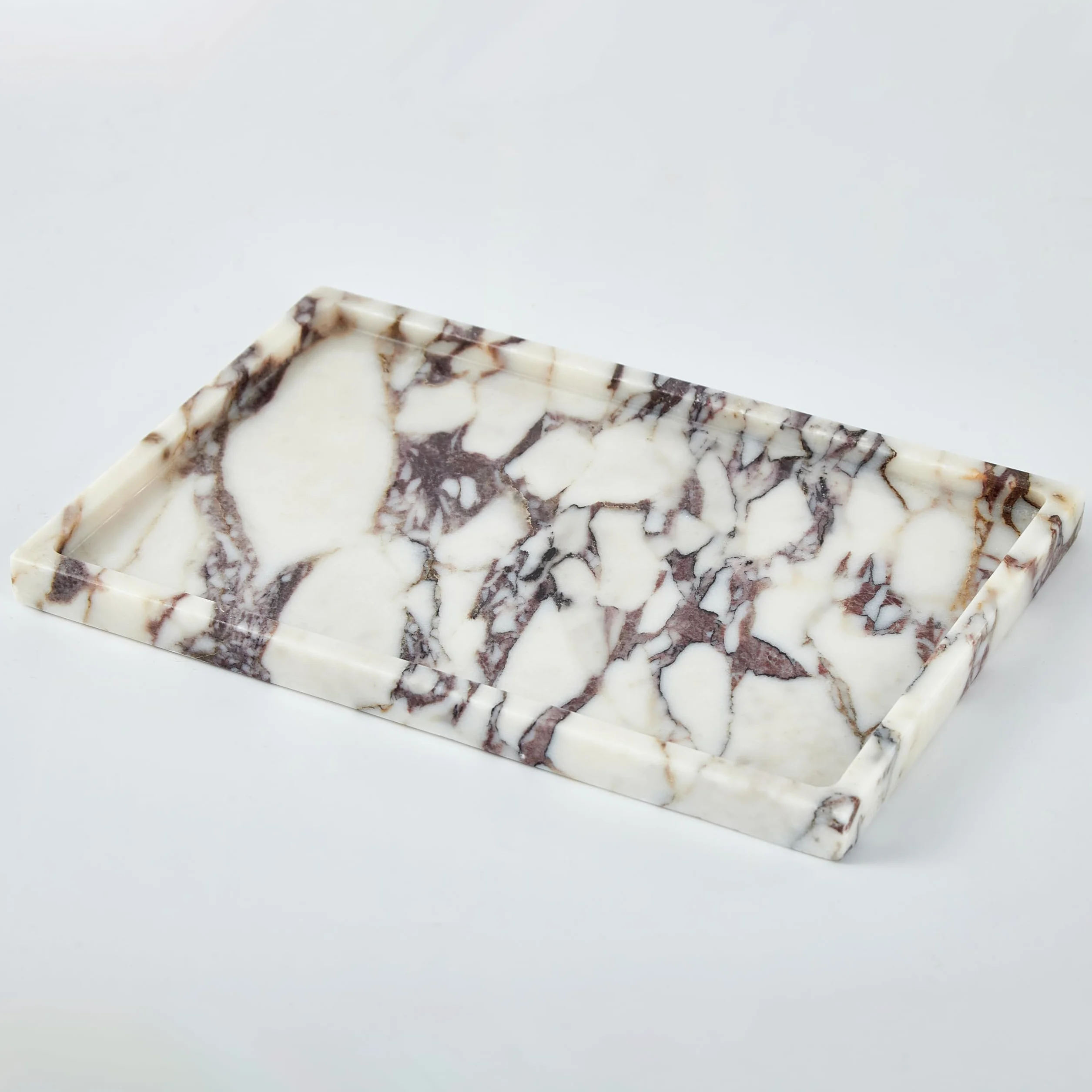 Denique Naturalna marmurowa taca na blat łazienkowy, taca do przechowywania kamienia do dekoracji wnętrz, 30 cm x 20 cm, prawdziwa calacatta altówka, marmurowa taca łazienkowa do komody kuchennej