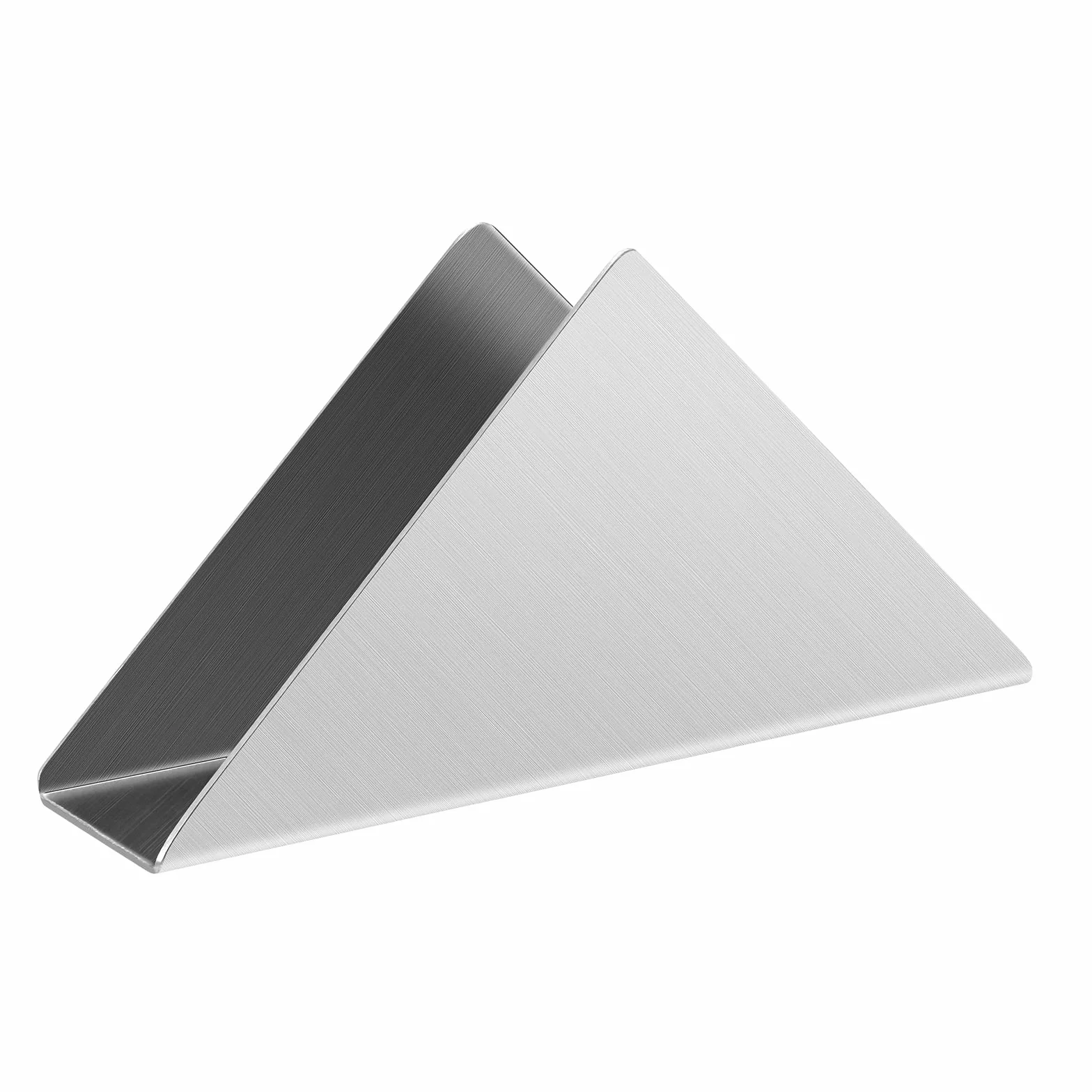 Srebrna stal nierdzewna 304 # uchwyt na serwetki, minimalistyczny metalowy organizer na serwetki, niski środek ciężkości trójkątny organizer na serwetki koktajlowe