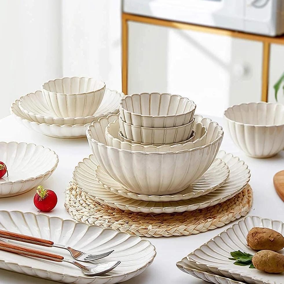 Zestaw obiadowy, specjalny zestaw zastawy stołowej do restauracji, 27 szt. zestawów zastawy stołowej, porcelanowy zestaw zastawy stołowej z talerzami i miskami