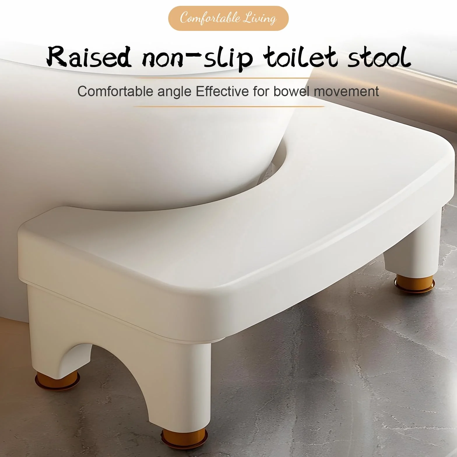 Taboret toaletowy dla dorosłych, stołek toaletowy, toaleta łazienkowa, 4 wysokości regulowane w zakresie 15-21 cm, antypoślizgowe nóżki pod wygodnym kątem, dla dzieci i dorosłych (biały)