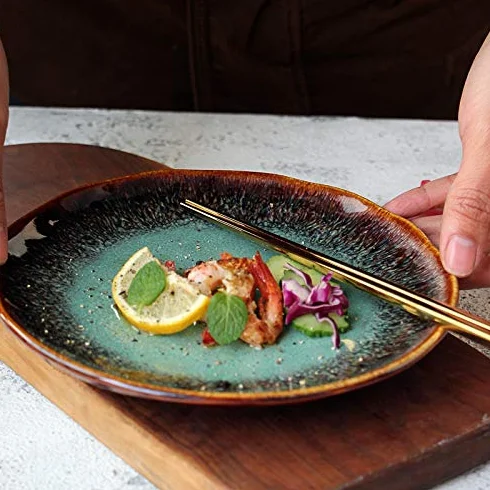 Domowy ceramiczny talerz śniadaniowy, kreatywny talerz na zupę Ramen, Retro emaliowana miska na naczynia, talerz na owoce, miski na płatki śniadaniowe i makaron