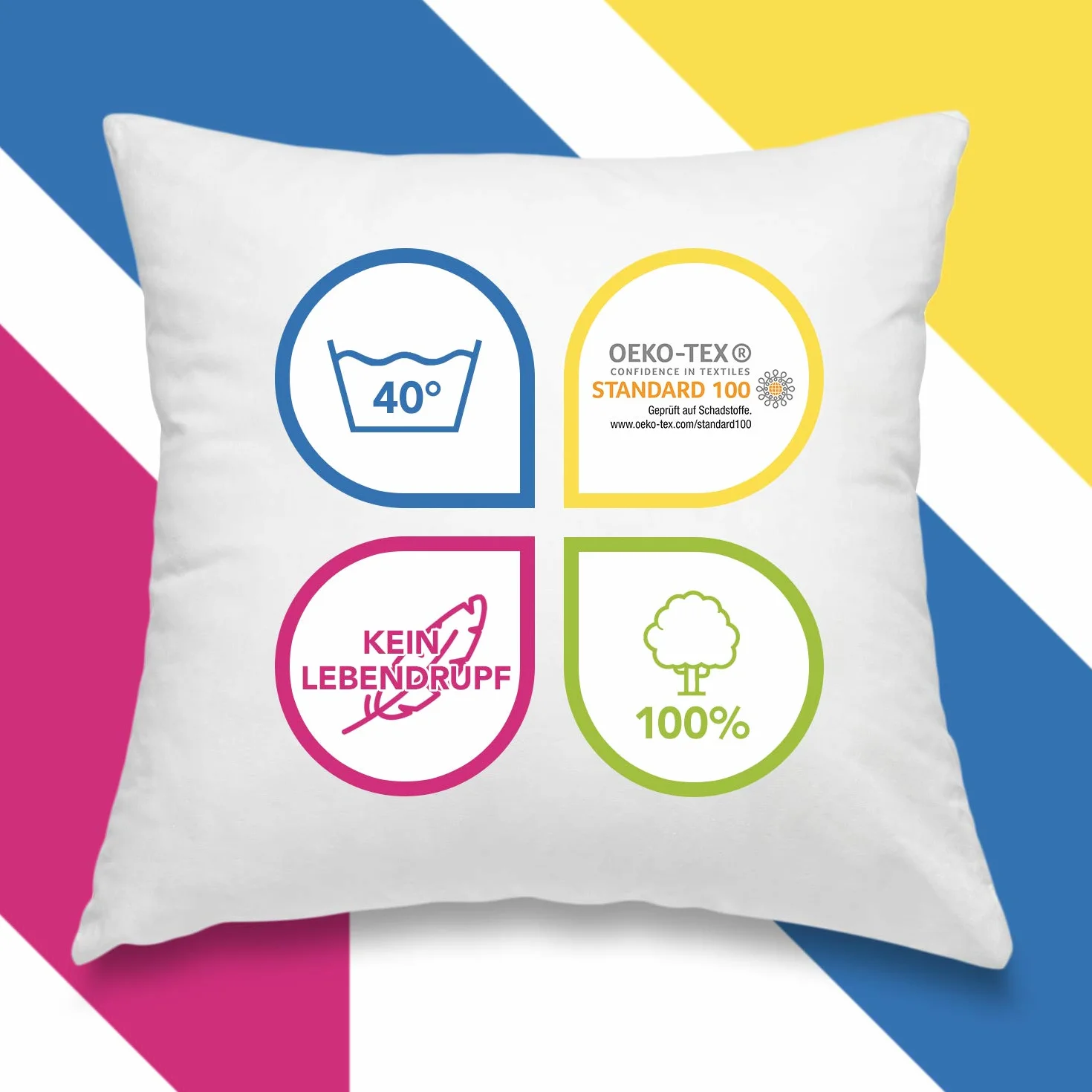 wometo Zestaw 2 poduszki z pierza 100% pióra 45x45-500g Oeko-TEX poduszka na sofę, wypełnienie do poduszki, poszewka z bawełny, biała/poduszka wewnętrzna/wypełnienie do poduszki/małe poduszki pod