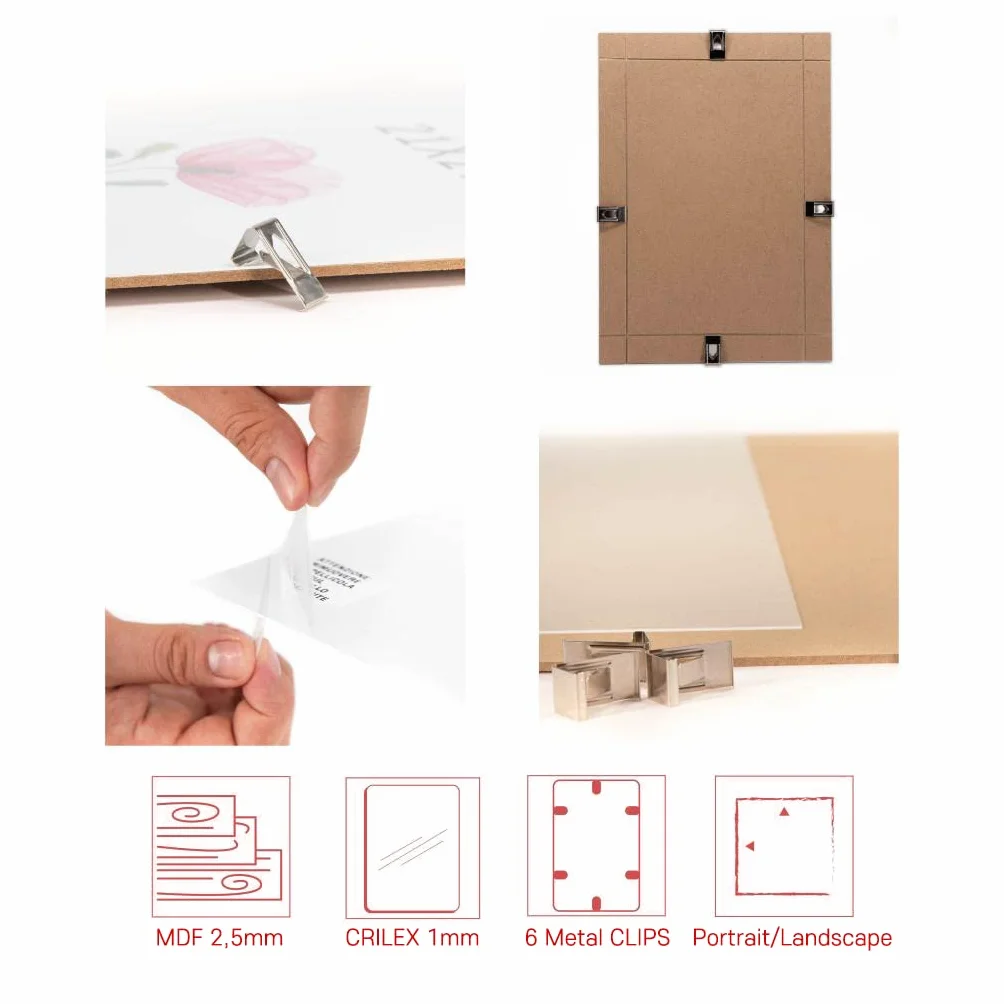 Ramka na zdjęcia z MDF ze szkłem CRILEX - Wyprodukowano we Włoszech - 24 x 30 cM