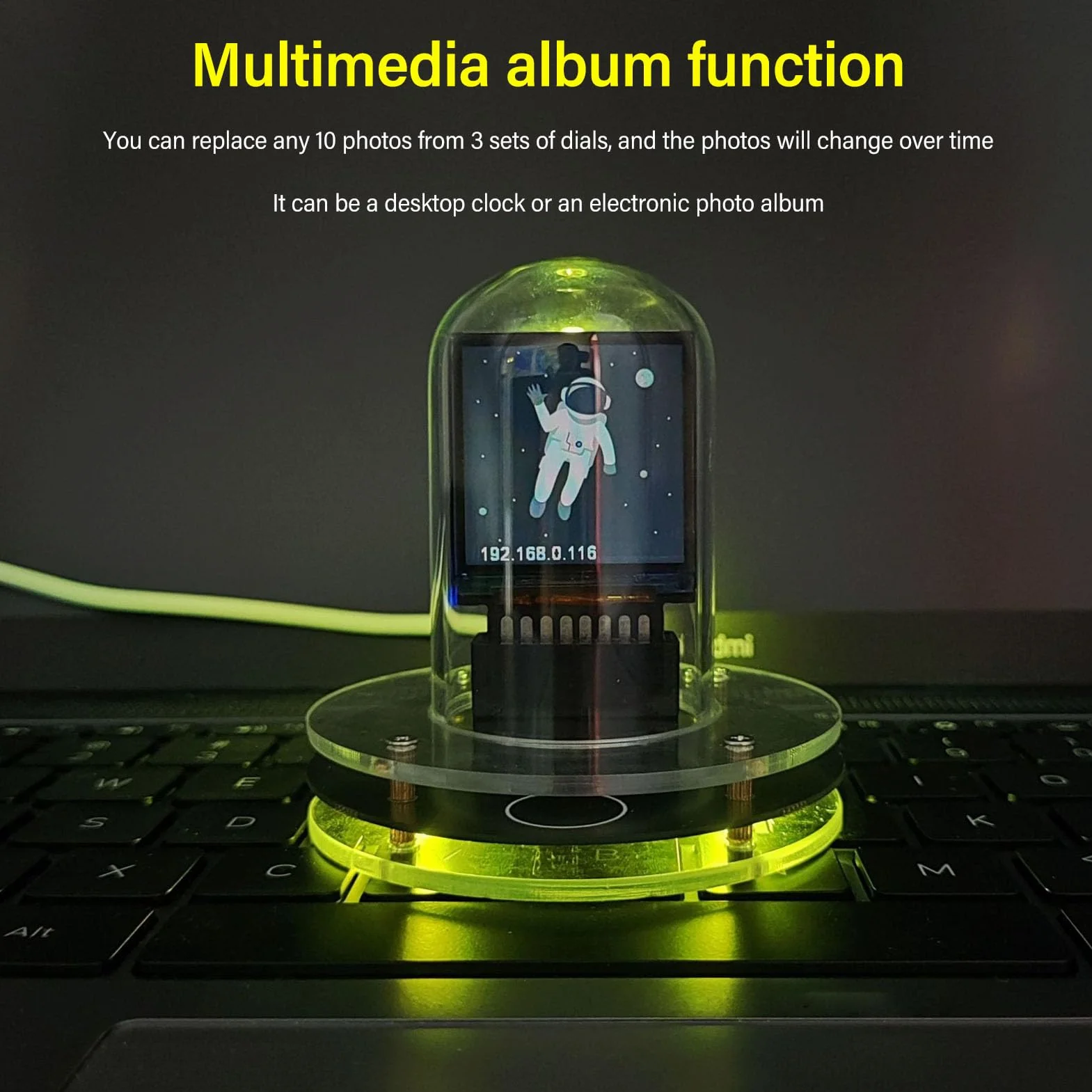 Inteligentny Zegar Nixie Tube WiFi Zegar Cyfrowy RGB Elektroniczny Zegar w Kształcie Tuby z Pełnokolorowymi Wyświetlaczami LCD IPS na Komputer Stacjonarny