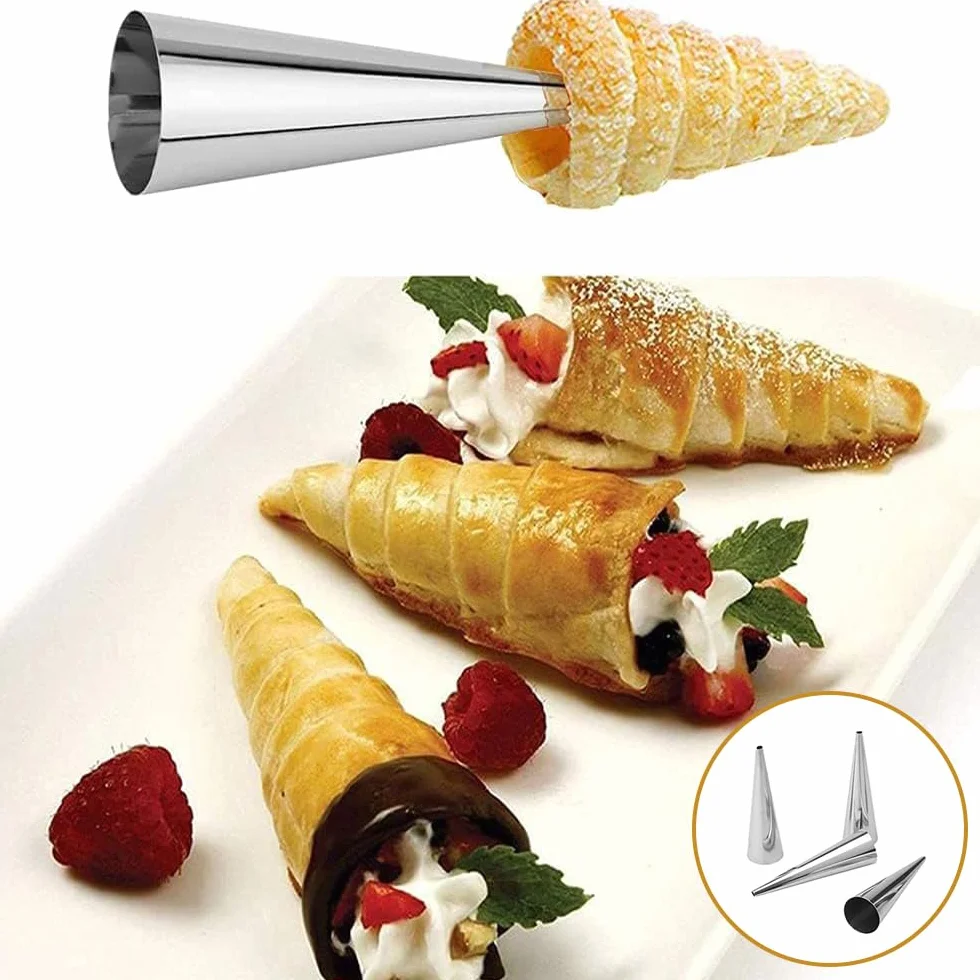 Cannoli forma do pieczenia – 21 sztuk, stal nierdzewna, forma do pieczenia rogalików, gładka i piękna, łatwa do czyszczenia, forma ze szczotką do czyszczenia rurek cannoli, rogalików