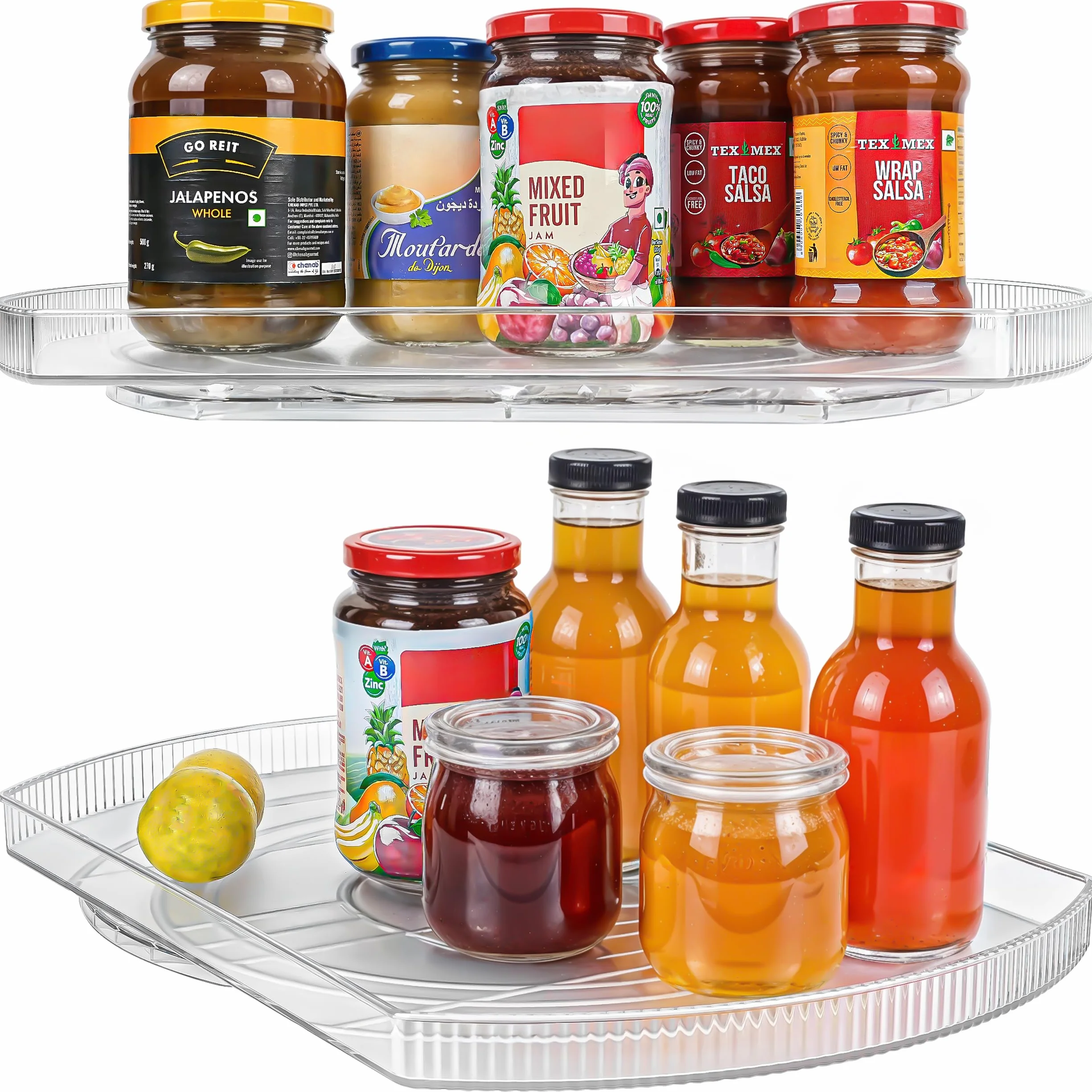 Winter Shore Plateau Tournant Frigo & Organisation Cuisine Rectangulaire - Lazy Susan Rectangle Coulissante & Tournante pour Étagères de Frigo, Placards, Plan de Travail - 42 x 28 x 3,5 cm
