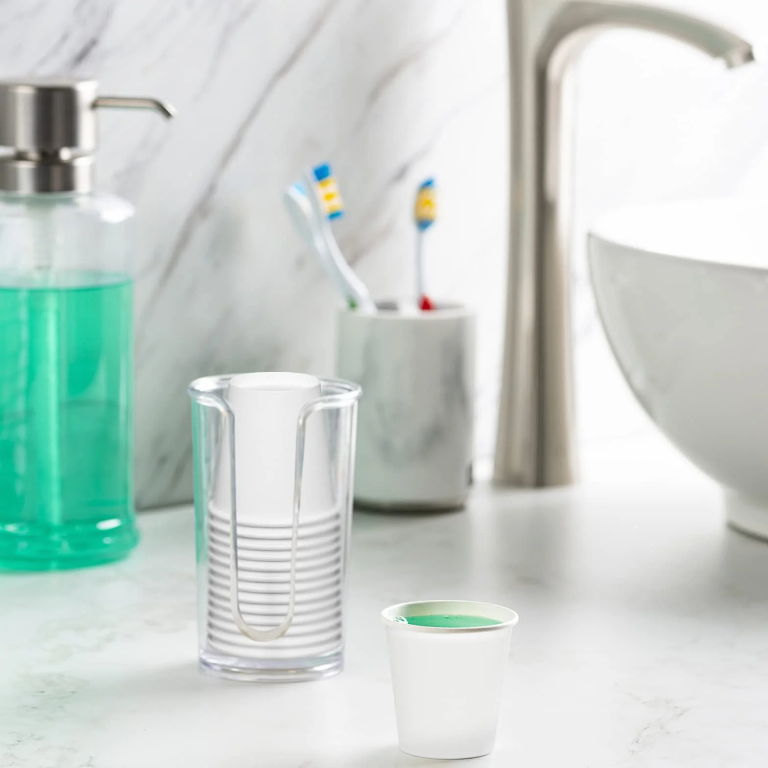 GUSTO 85 ml - 90 ml - 300 szt. białych małych papierowych kubków, jednorazowe mini łazienkowe kubki do płukania jamy ustnej - przyjazne dla środowiska i wszechstronne (dawniej wygodne opakowanie)