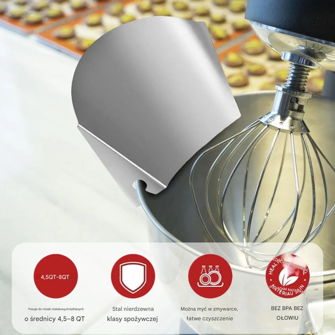 Kitchen Mixer Pouring Shield, Anti-Splash Pour Chute, Stainless Steel Splatter Guard, Protective Mixer Cover, Versatile Kitchen Accessory 7.87x15.35 inches for Glass Bowl