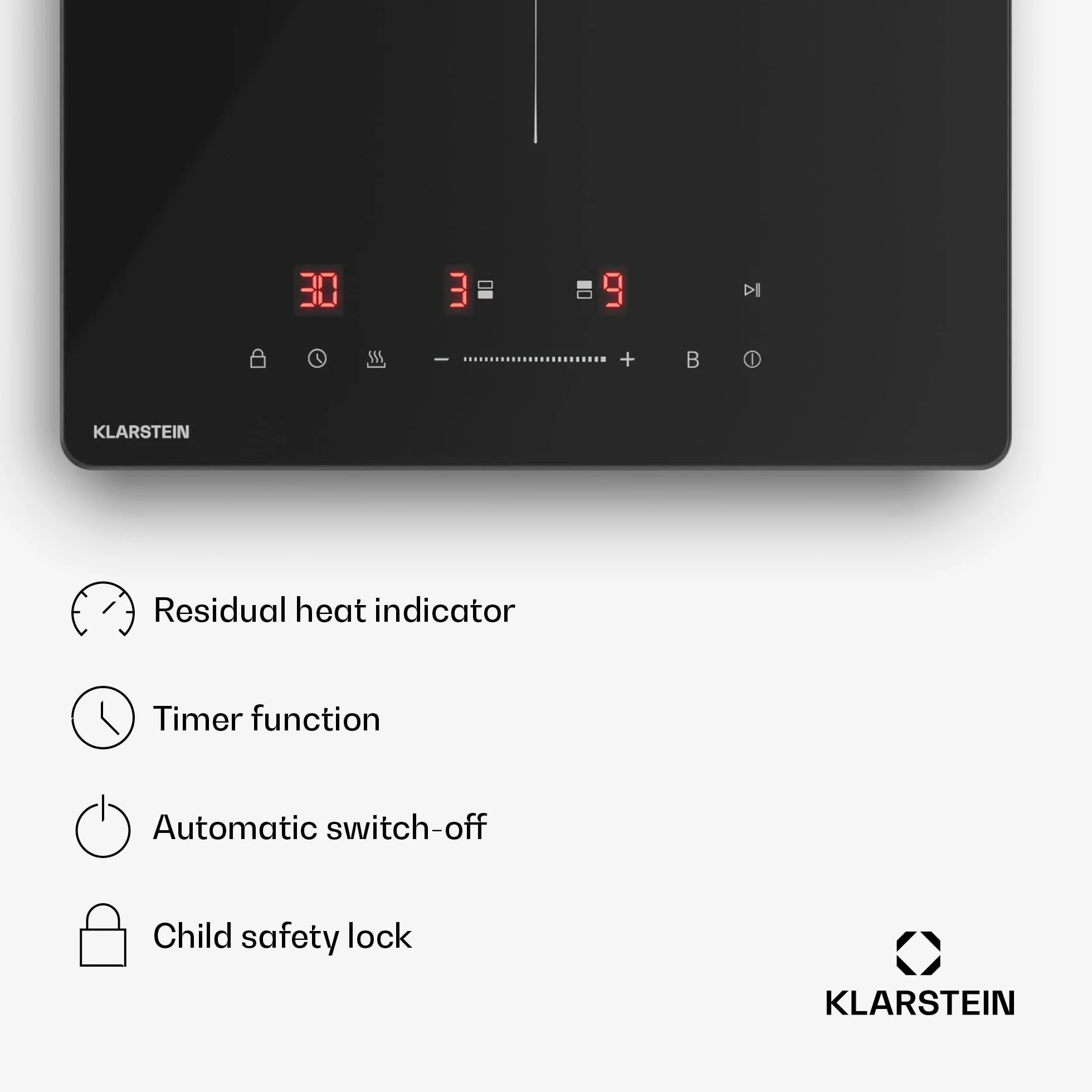 Klarstein PowerGlide Induktionskochfeld 2-Zonen 3500W Boost Touch-Schieberegler Schwarz
