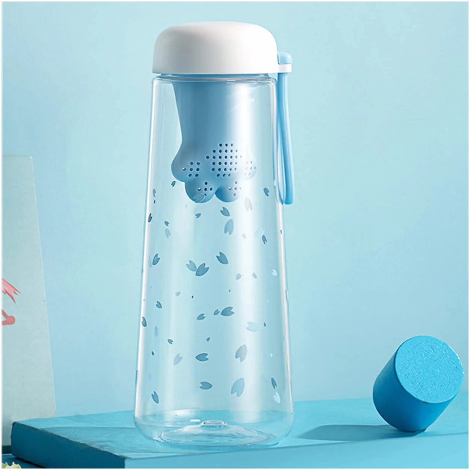Szklanki do wody 550 ml plastikowa butelka na wodę bez BPA różowa butelka do herbaty butelka wody śliczne dla dziewcząt Kawaii inteligentne picie przezroczysta szklana butelka na wodę z botelli
