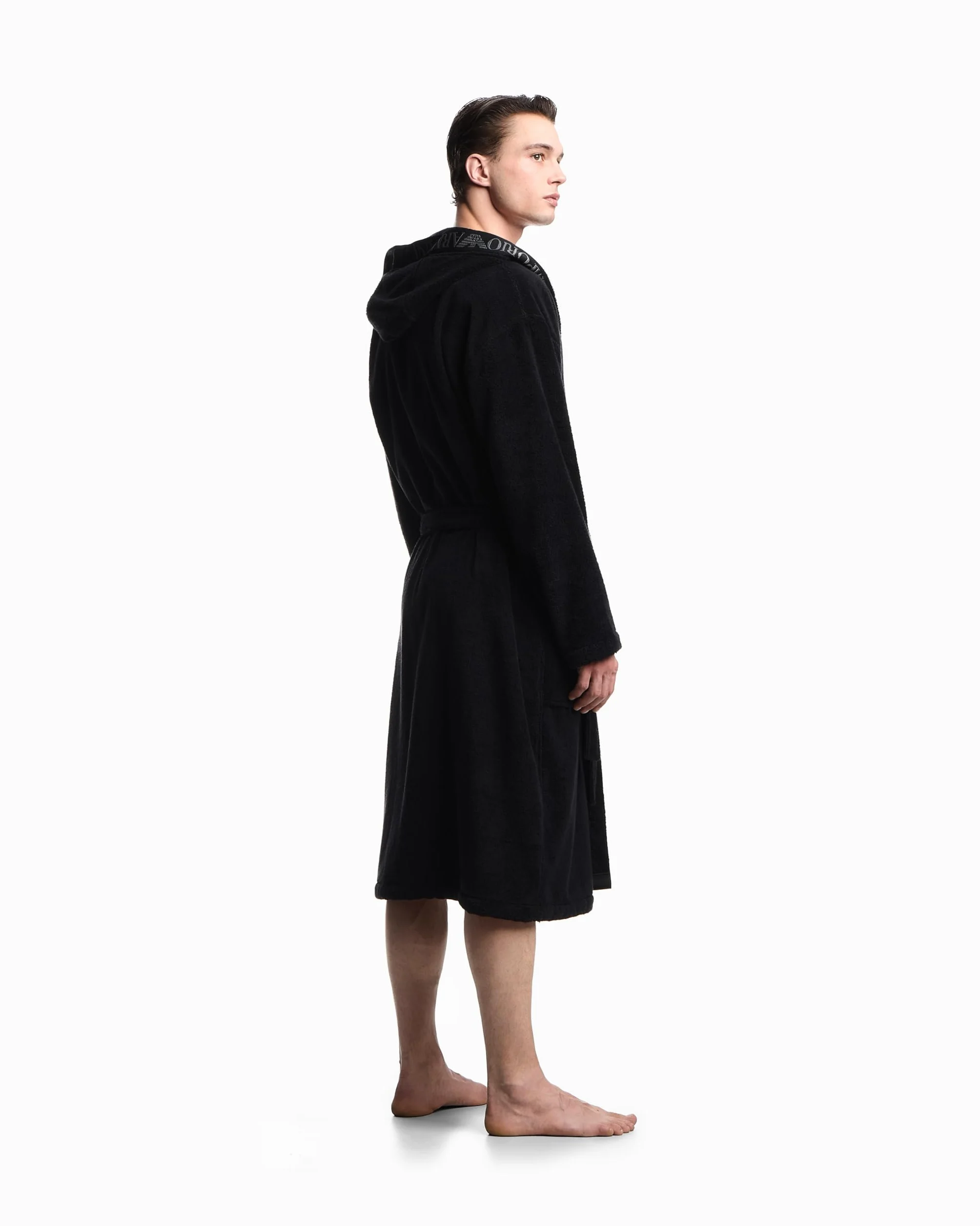 EMPORIO ARMANI Szlafrok męski z gąbką, czarny, L, Czarny, L