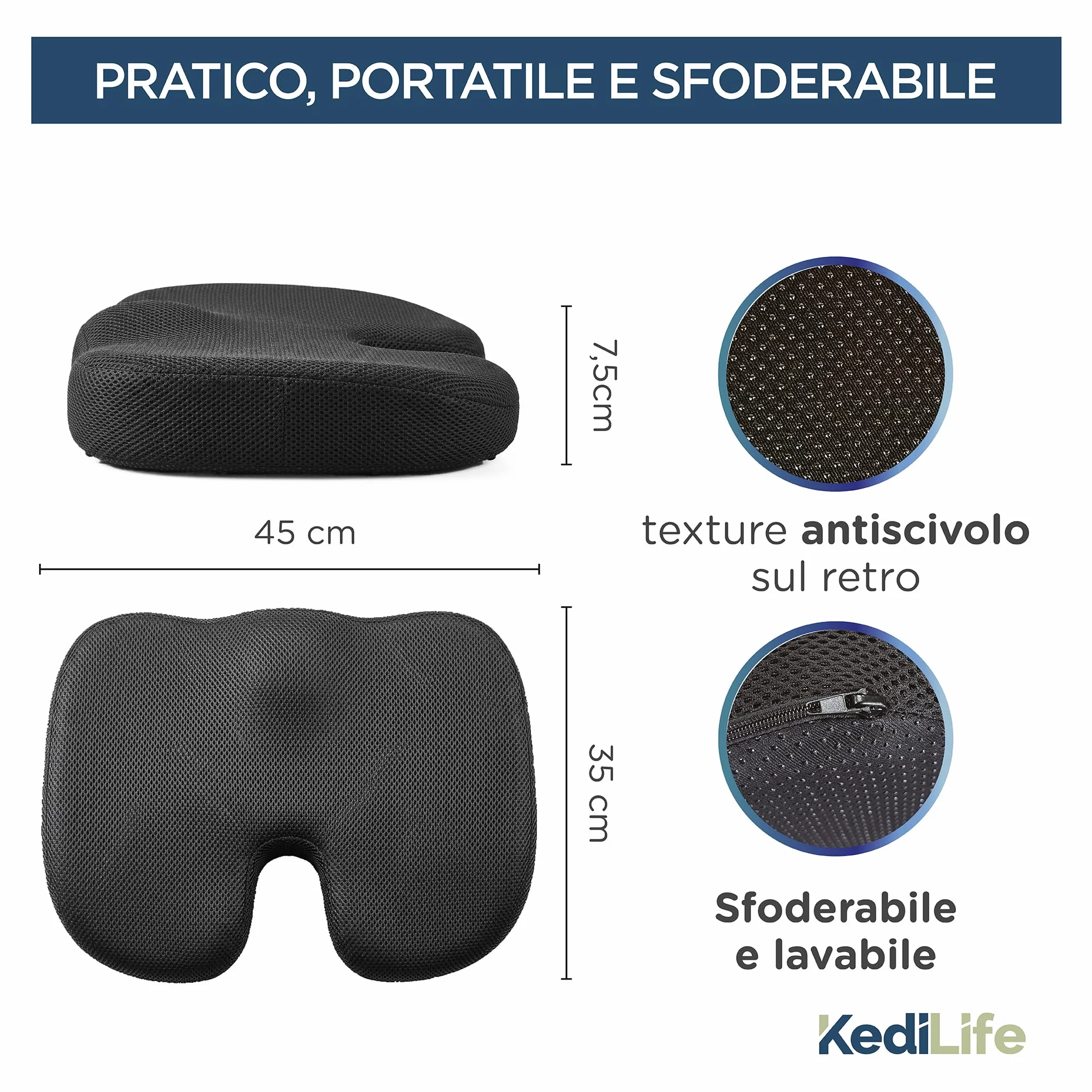 Poduszka na krzesło biurowe - Ergonomiczna poduszka do siedzenia samochodowego - oddychająca i zdejmowana pianka zapamiętująca kształt - idealna do pracy, inteligentnej pracy, domu, gier i