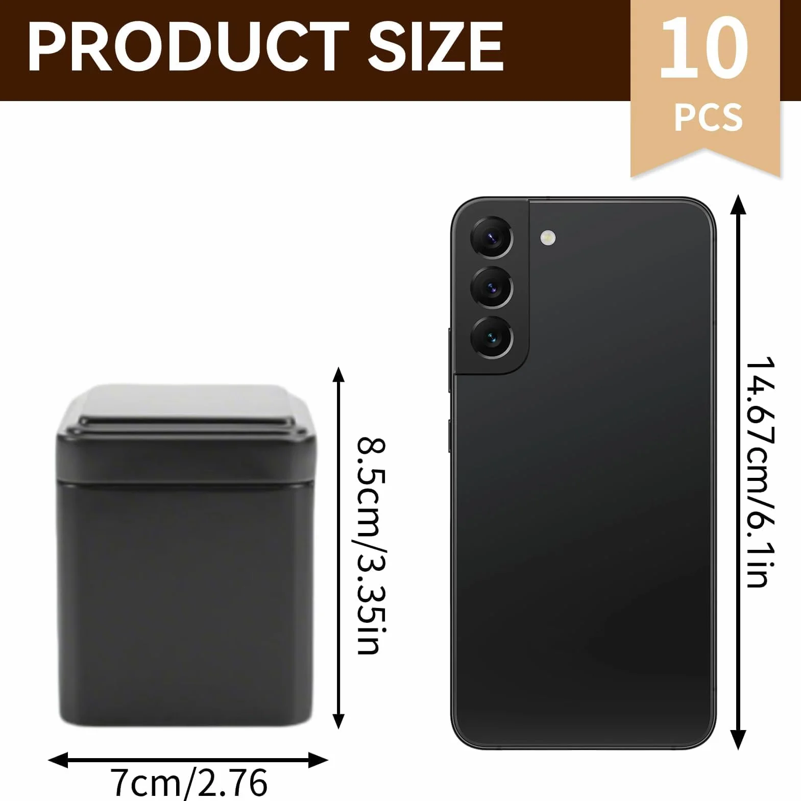 10 sztuk puszek na herbatę sypką, 7 × 7 × 8,5 cm, klasyczne, prostokątne, puste puszki z hermetycznymi pokrywkami, małe metalowe pojemniki na cukier, słodycze, przyprawy, luźne liście, herbatę (czarne