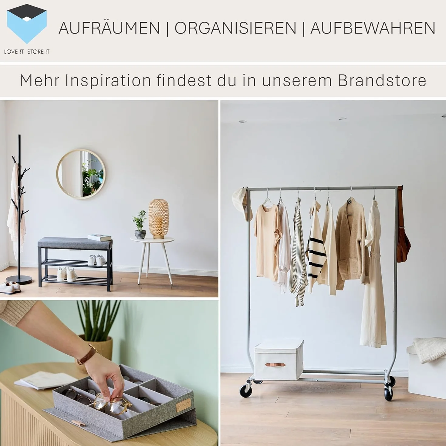 LOVE IT STORE IT - Premium - Kostka do przechowywania z pokrywką - mieszanka bawełny i lnu - składana - wzmocnienie z drewna - do pokoju dziecięcego - Kompatybilny z Kallax - 30 x 30 x 30 cm - Dino,