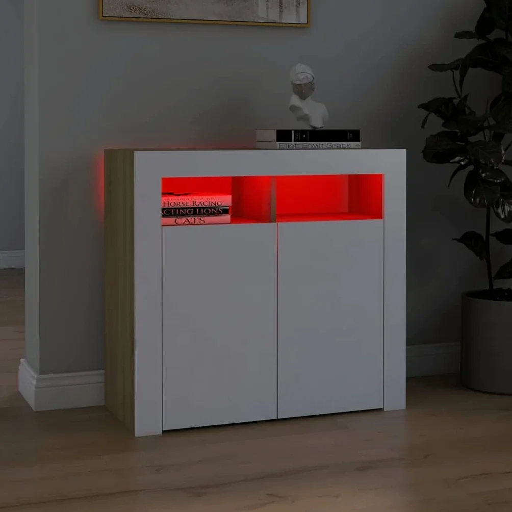 vidaXL Szafka z oświetleniem LED, biała, 115,5 x 30 x 75 cm