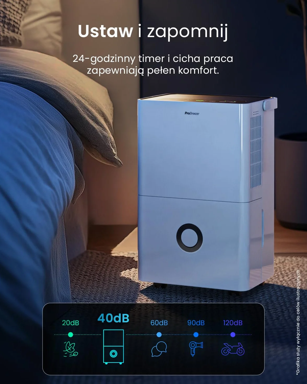 Pro Breeze Osuszacz powietrza 30 l w 24 h – wydajność osuszania, elektryczny z Wi-Fi, czujnik wilgotności, zbiornik 4 l, timer, wąż odpływowy, ochrona