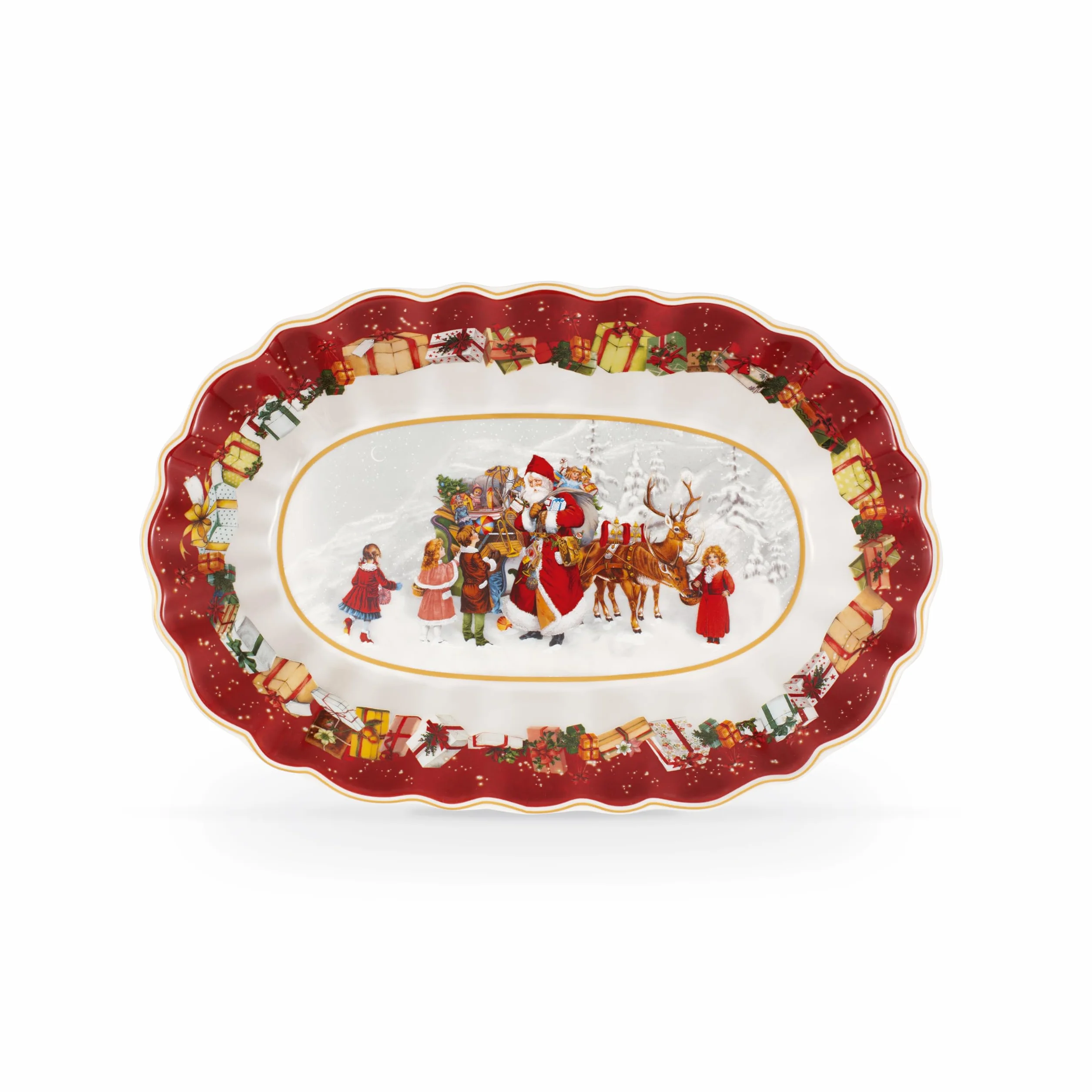 Villeroy & Boch Toy'S Fantasy duży talerz na wypieki Boże Narodzenie, talerz z kołkami, talerz bożonarodzeniowy, naczynia bożonarodzeniowe, naczynia bożonarodzeniowe, porcelana premium
