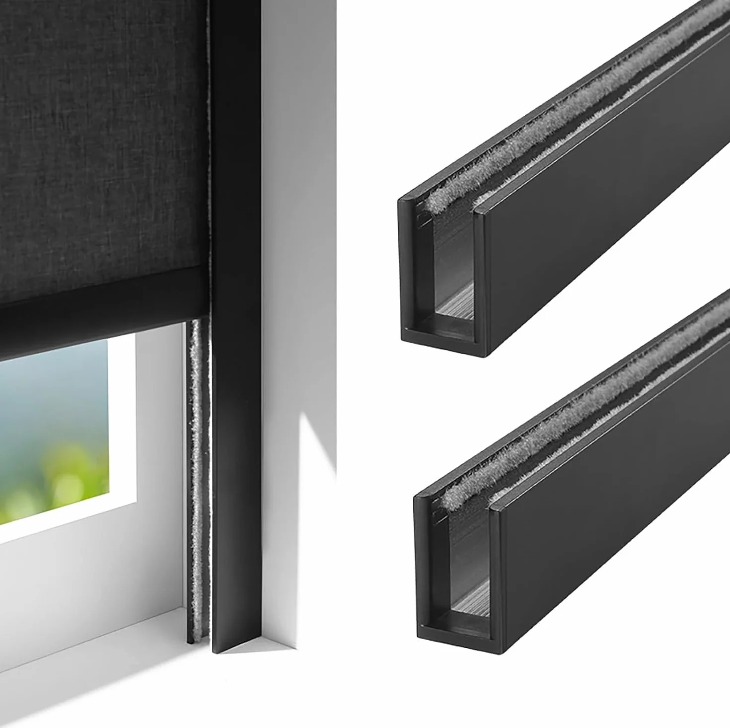 Zaciemniające żaluzje aluminiowe, paski blokujące światło, regulowane osłony okienne, blokery szczelin do sypialni/hotelu (czarne, 160 cm długości)