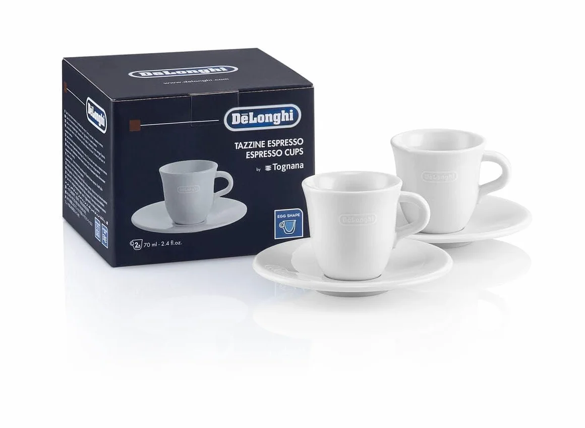 De'Longhi DLSC308 porcelanowy kubek do espresso i spodek, zestaw 2 szt