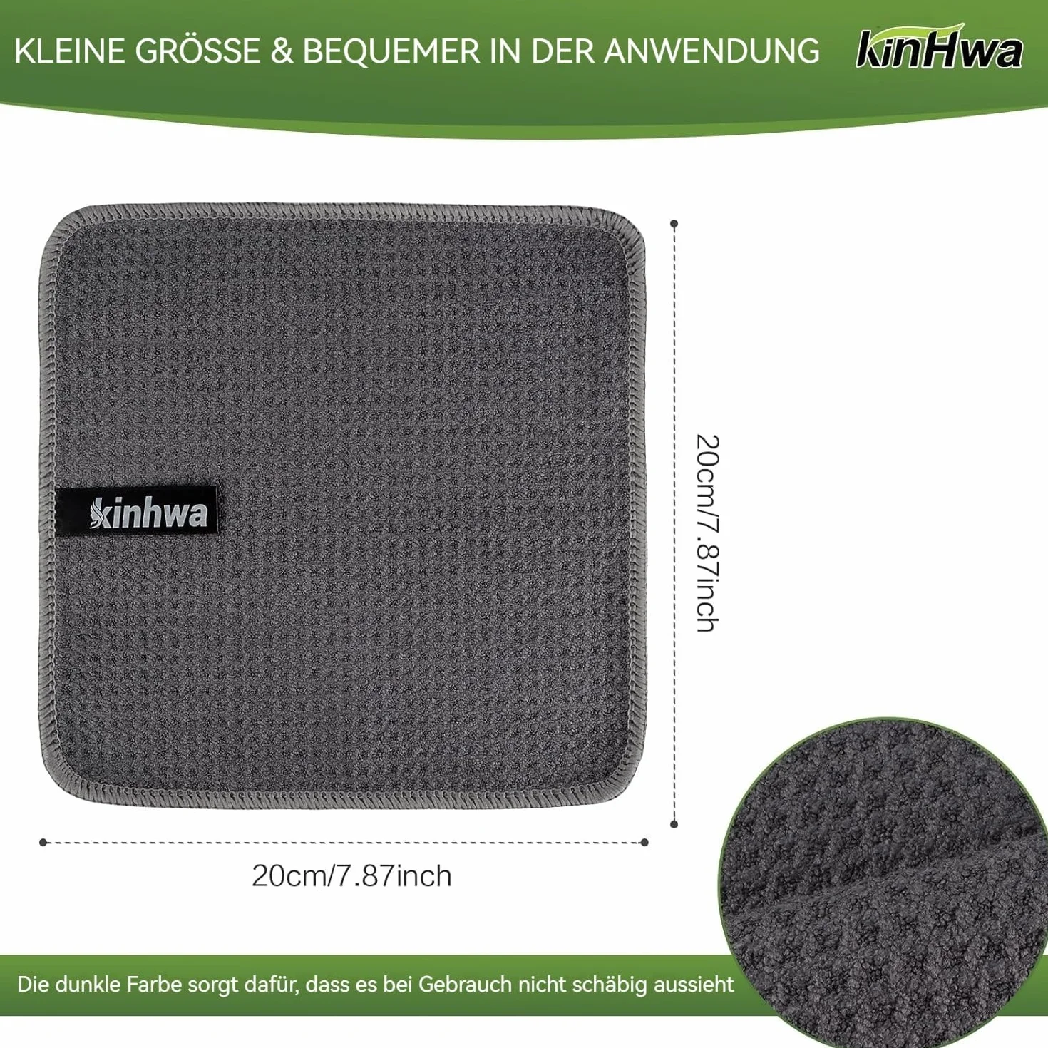 KinHwa Szare ściereczki Ściereczka z wytłoczeniami Ściereczka z mikrofibry nadająca się do prania Ściereczki kuchenne Grube ściereczki niepuszyste 20 cm x 20 cm 6 sztuk