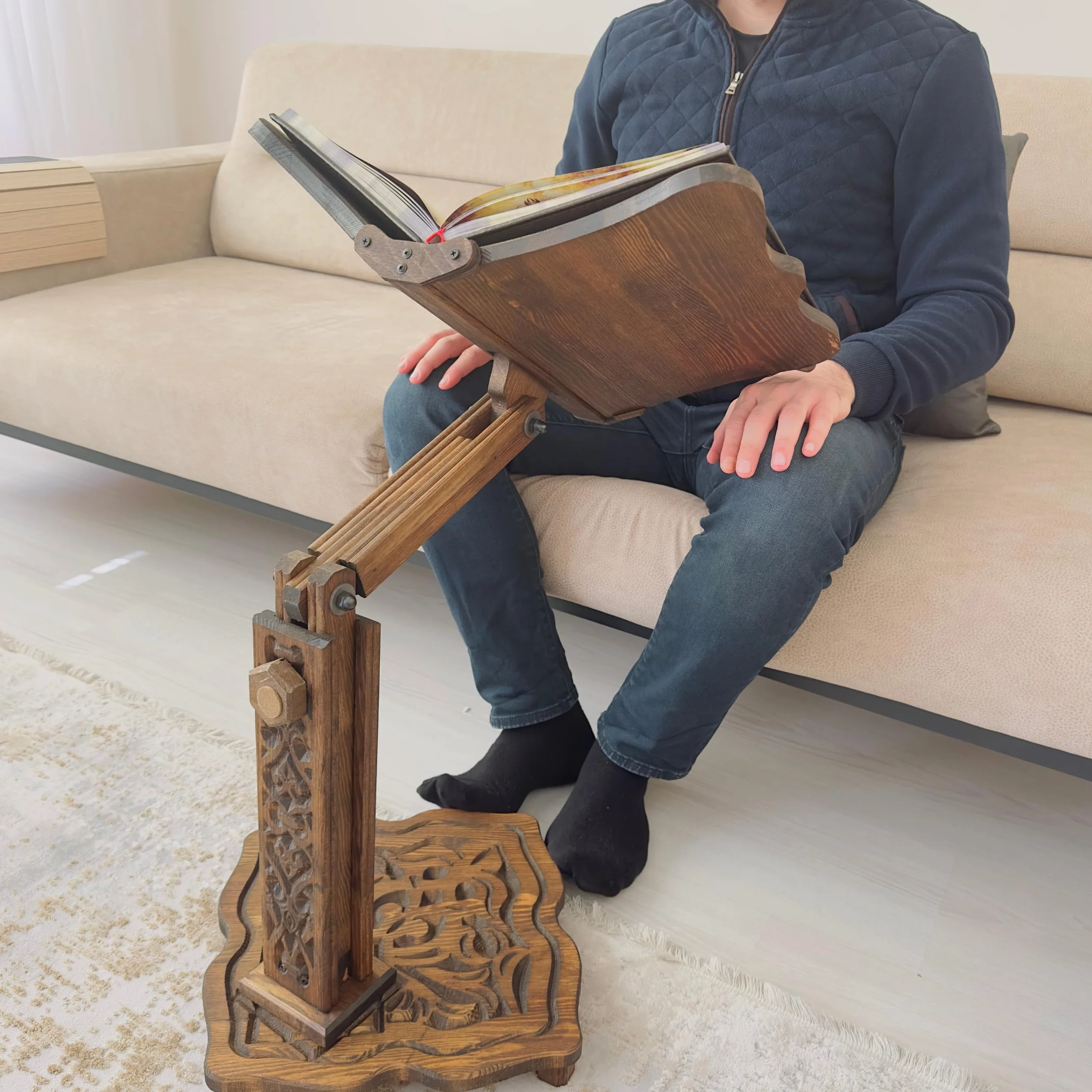 Duży regulowany drewniany stojak na książki na ciężkie książki, Koran, Biblia, słownik, uchwyt na książki kucharskie, wielofunkcyjny ogromny stojak na książki