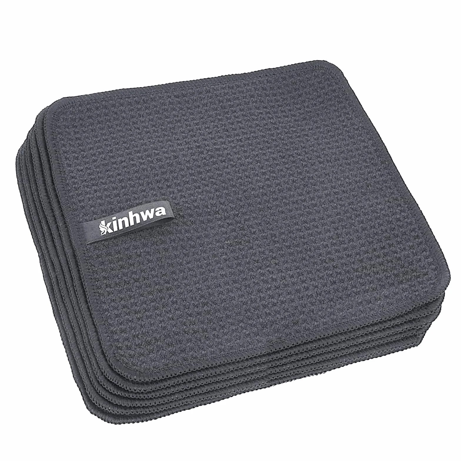 KinHwa Szare ściereczki Ściereczka z wytłoczeniami Ściereczka z mikrofibry nadająca się do prania Ściereczki kuchenne Grube ściereczki niepuszyste 20 cm x 20 cm 6 sztuk