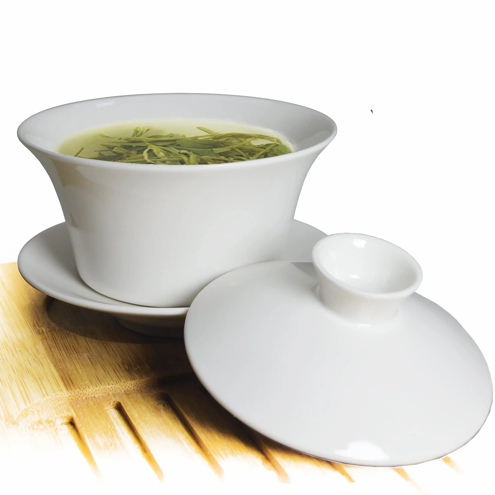 Chińskie porcelanowe filiżanki do herbaty Gaiwan Wspoza Tradycja Sancai Pokrywka Miska Warga Kubek Spodek (300 ml Biały)