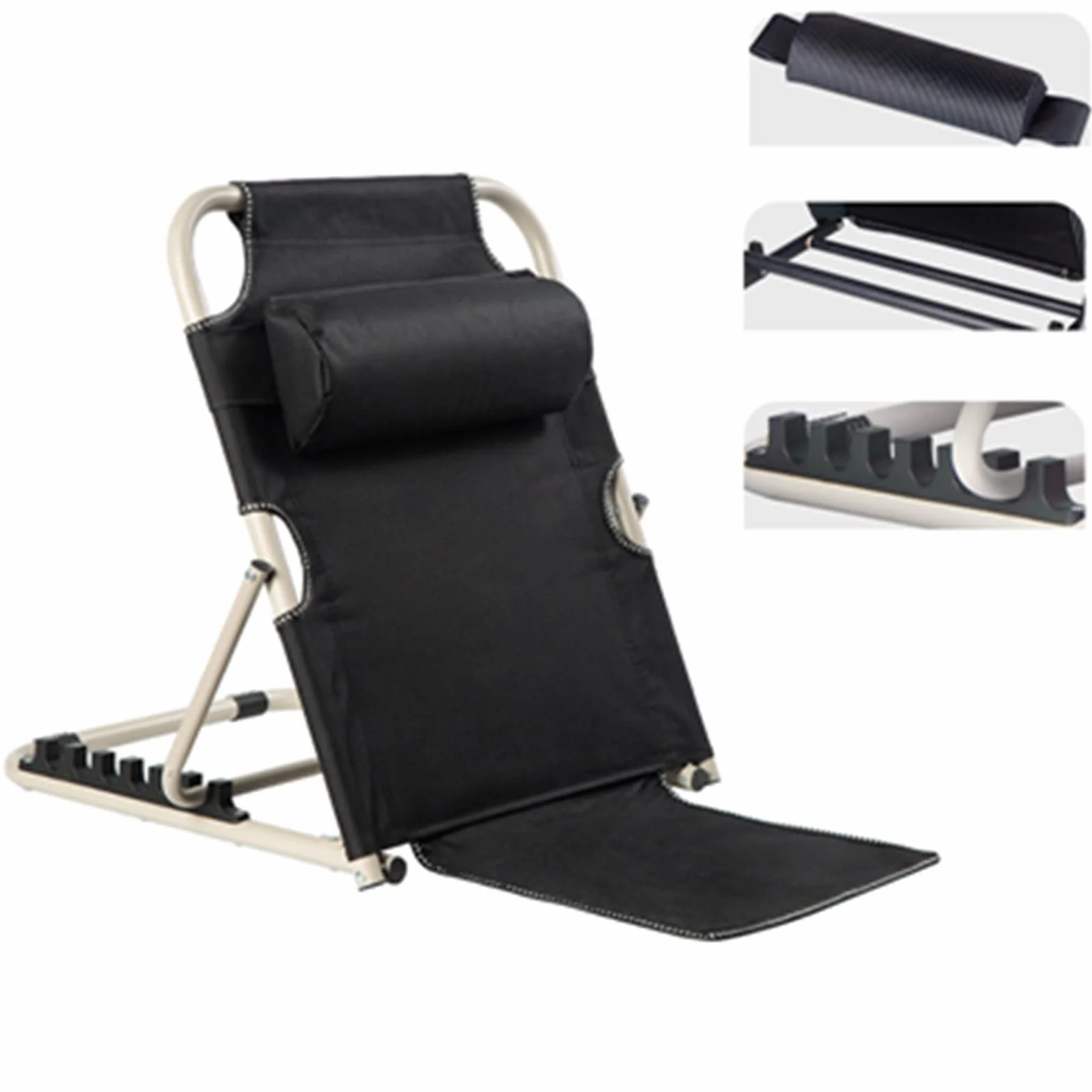 Generic Składane Oparcie łóżka, Wygodne, łatwe do Przechowywania, Trwałe Krzesło, Stabilne Podparcie, możliwość Regulacji Wielu Kątów, Ergonomiczne, z poduszką dla Osób Starszych i (BLACK)