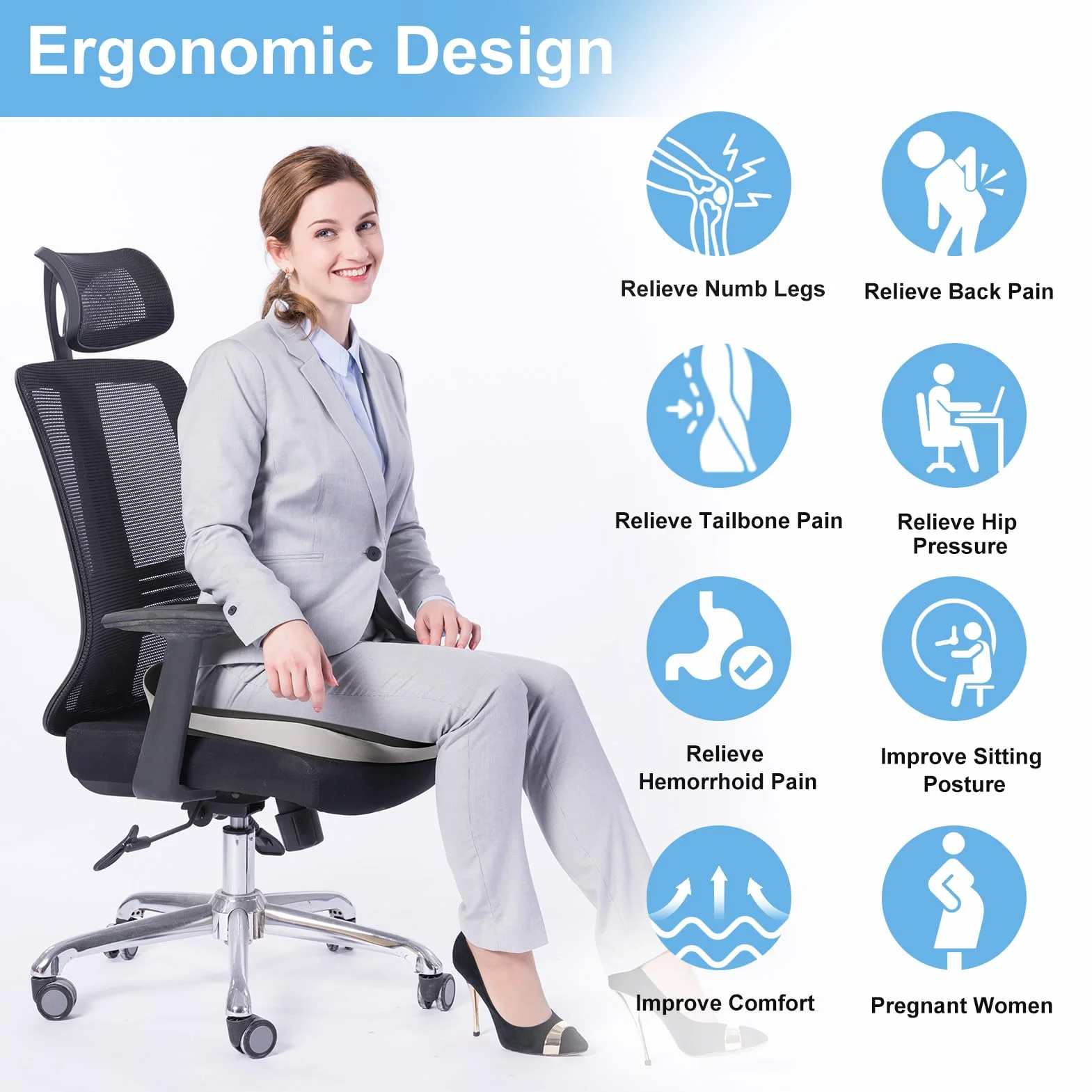 Poduszka ogonowa ergonomiczne krzesło biurowe rwa kulszowa fotel złamany fotel samochodowy torbiel pamięci hemorroides pośladki do gier hemorroidektomia komfort ochrona przed odpryskami pośladki ból