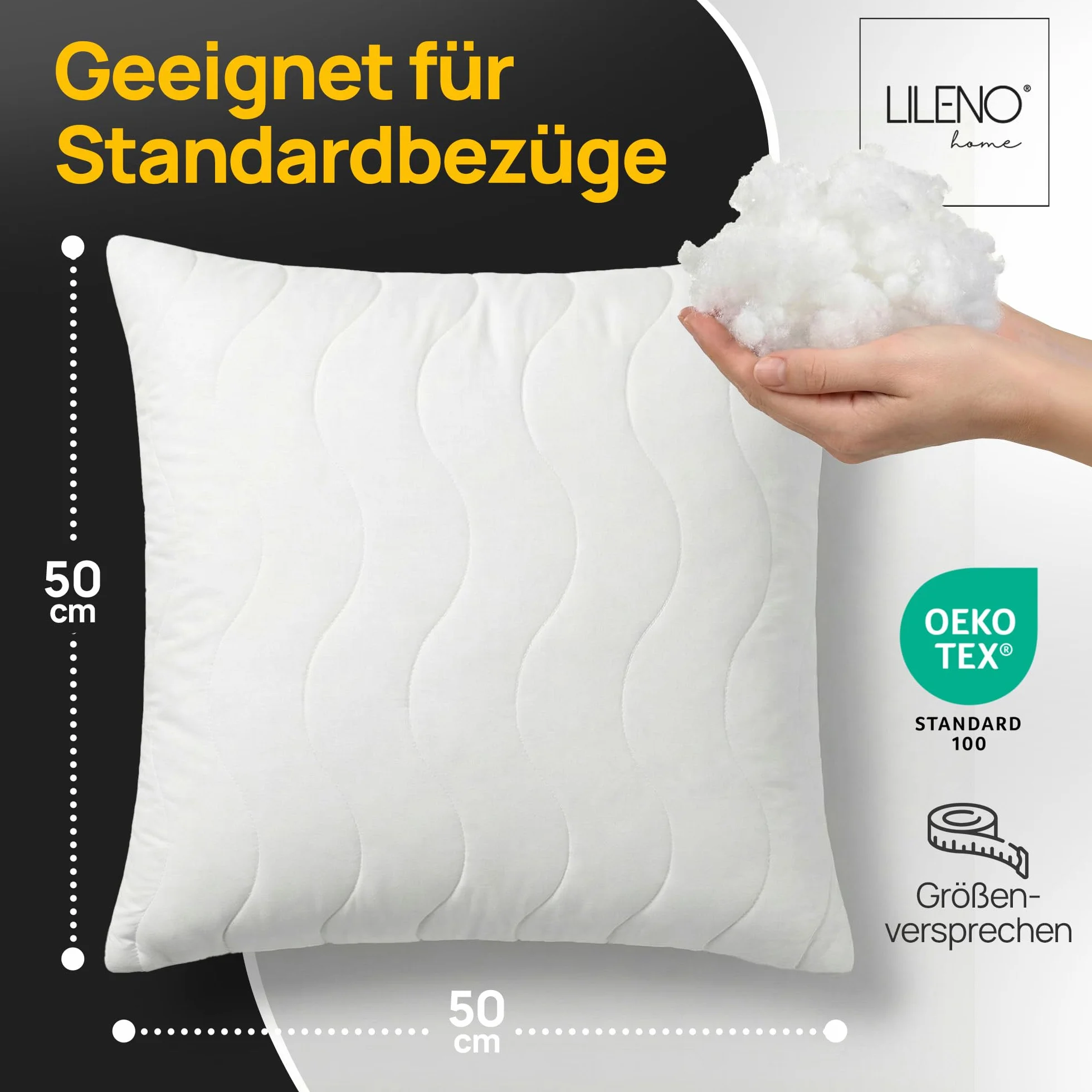LILENO HOME Poduszka 50 x 50 cm [zestaw 2 sztuk] jako poduszka dekoracyjna z zamkiem błyskawicznym do regulacji, nadaje się do prania w temperaturze do 95°C, sofa i poduszka dekoracyjna na kanapę