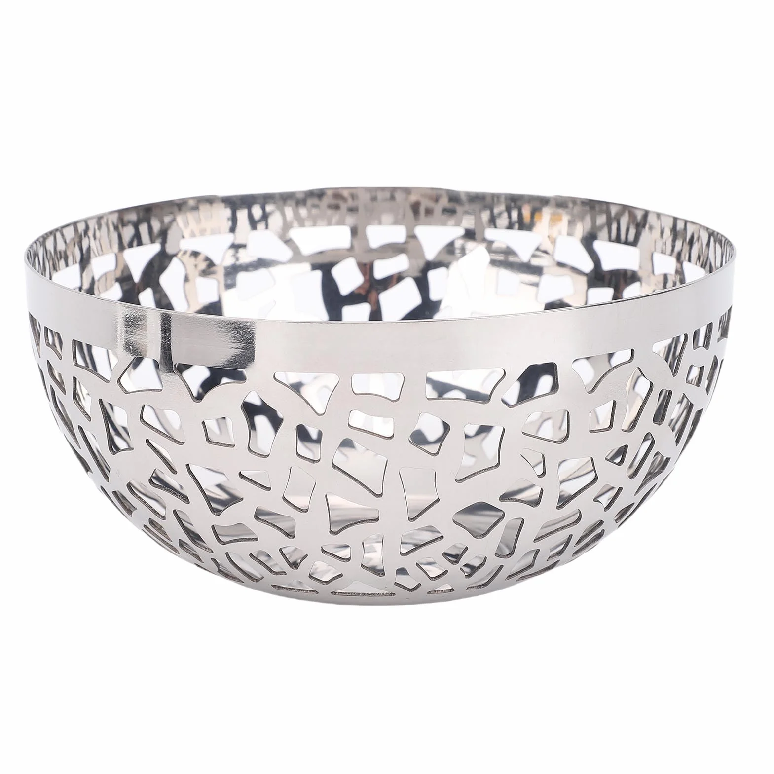 SIXRUN Edelstahl Obstschale, Nowoczesny Kosz na Owoce, Duży Dekoracyjny Wazon na Owoce do Domu, Biura, Pikniku, Przyjęcia (22 cm)