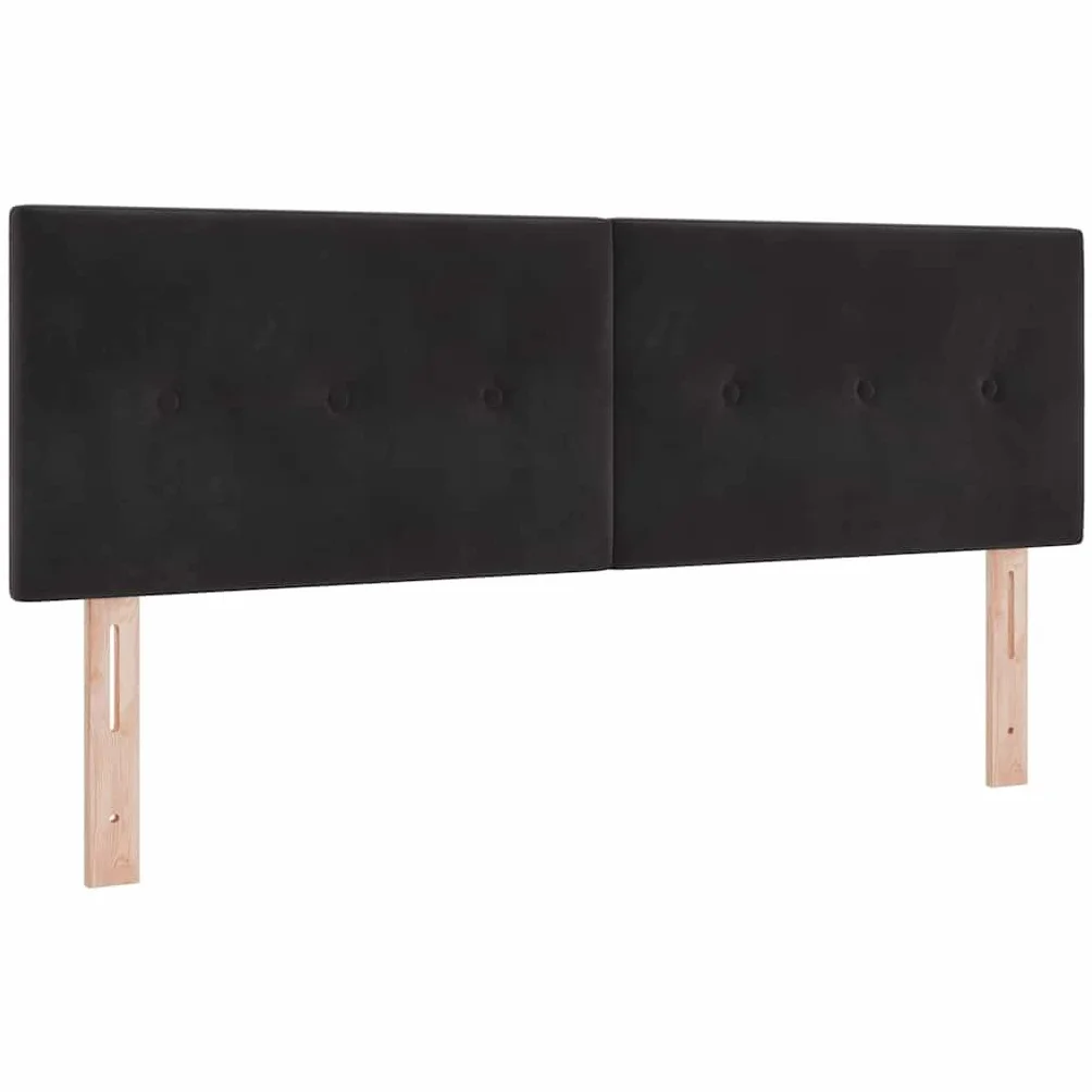 Aksamitne nowoczesne do sypialni box spring czarny 140x200 cm | Łóżko sprężynowe z zagłówkiem aksamit czarny 200 x 140 cm z regulowanym wezgłowiem