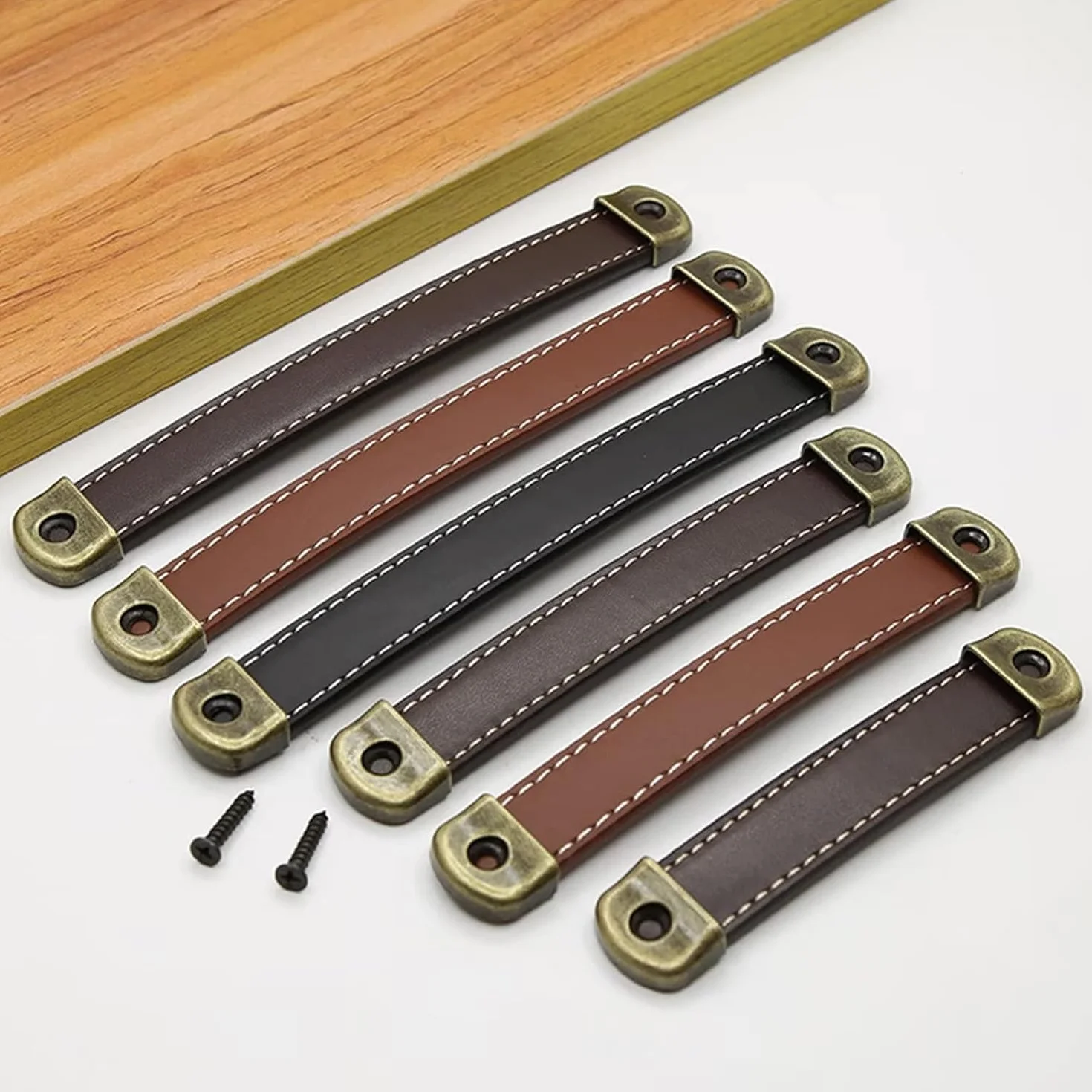 Skórzane uchwyty do szuflad, 10 Pcs Drawer Pull, Leather Cabinet Drawer Modern Furniture Closet Wardrobe Door Handles