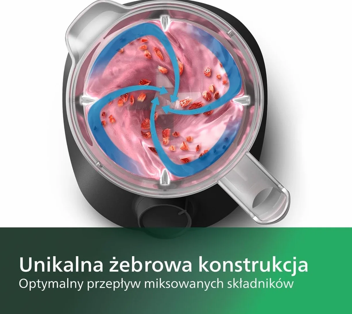 Philips Blender Kielichowy, Moc 450 W, Dokładne blendowanie - Technologia ProBlend, Pojemny dzbanek o pojemności 1,9 L, Butelka do smoothie w zestawie, Kolor Czarny (HR2041/41)