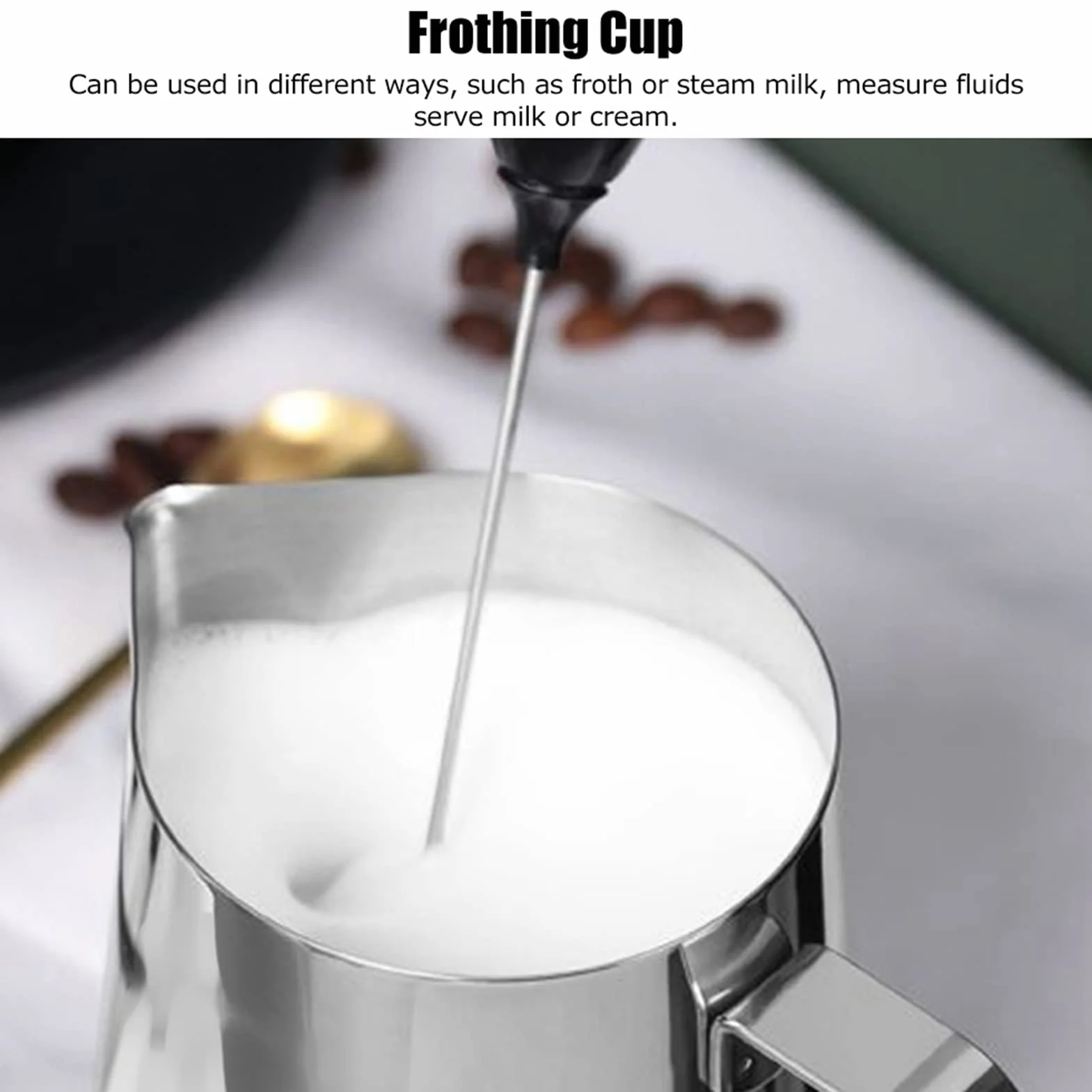 Zagęszczający Stalowe Mleko Frottler Pitcher Kawa Latte Jug Mub Mub Mub Kips do Domu do Domu i Picia Kawy w Domu Krzywa Wylej Wylanie Łatwe Oddzielenie Piana od L od L.
