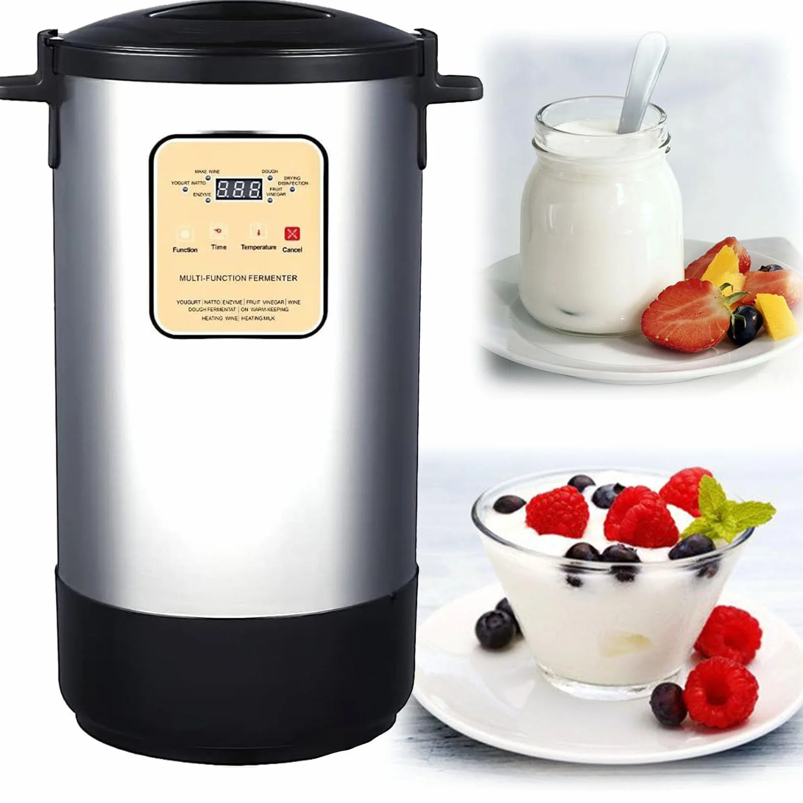 12L Fermentor Jogurtu, Inteligentna Maszyna do Jogurtu, Elektryczny Fermentor, Kontrola Czasu i Temperatury, do Kuchni Komercyjnej, Czosnek, Jogurt, Kiszonki, 18L (18L)