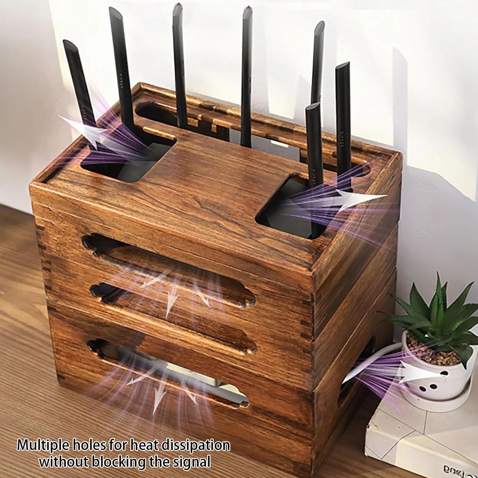 WiFi Pudełko do Przechowywania Routera, Szafka do Przechowywania Multimediów, Organizer do Listwy Zasilającej Kabli, Niewidoczne Półki Wielowarstwowe(31cm/12.2in)