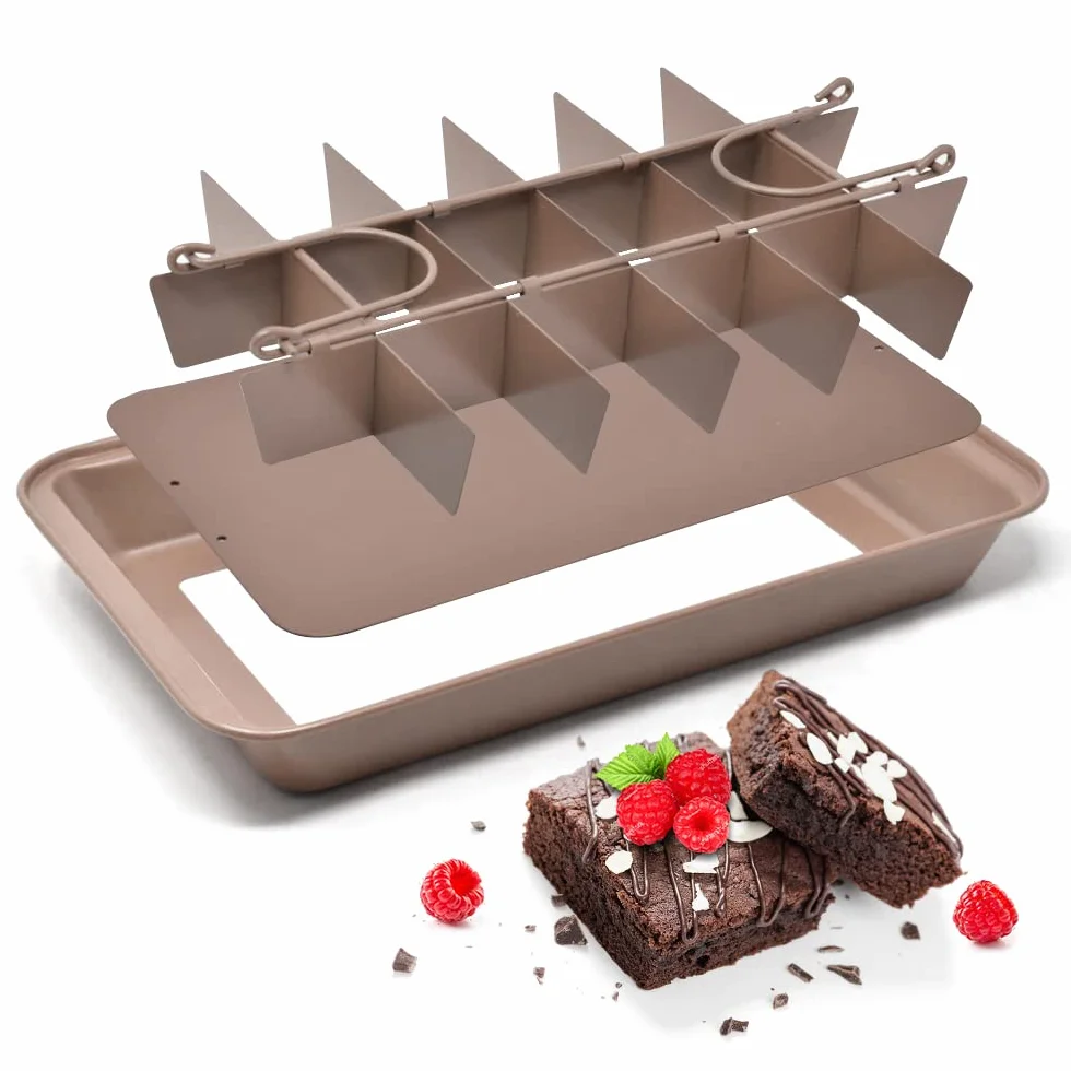Joeji's Kitchen Prostokątna forma do pieczenia 31cm x 20cm Forma do pieczenia Brownie Nieprzywierająca blacha do pieczenia ciasta Blacha do ciasta Stal węglowa Forma do brownie z przegrodami 18 sztuk