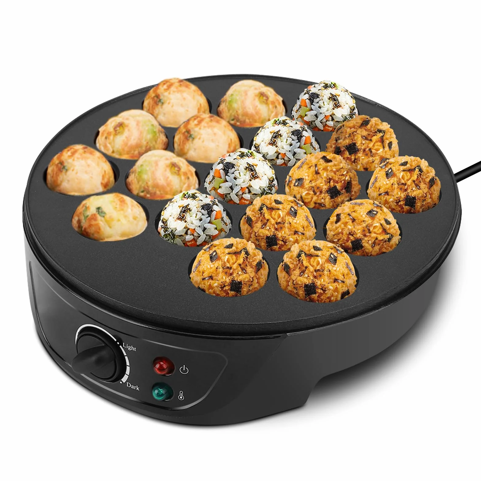 Ejoyous Takoyaki Maker, 18 siatek gospodarstwa domowego, ośmiornica, mini elektryczna, forma do pieczenia, szybka maszyna śniadaniowa (UE)
