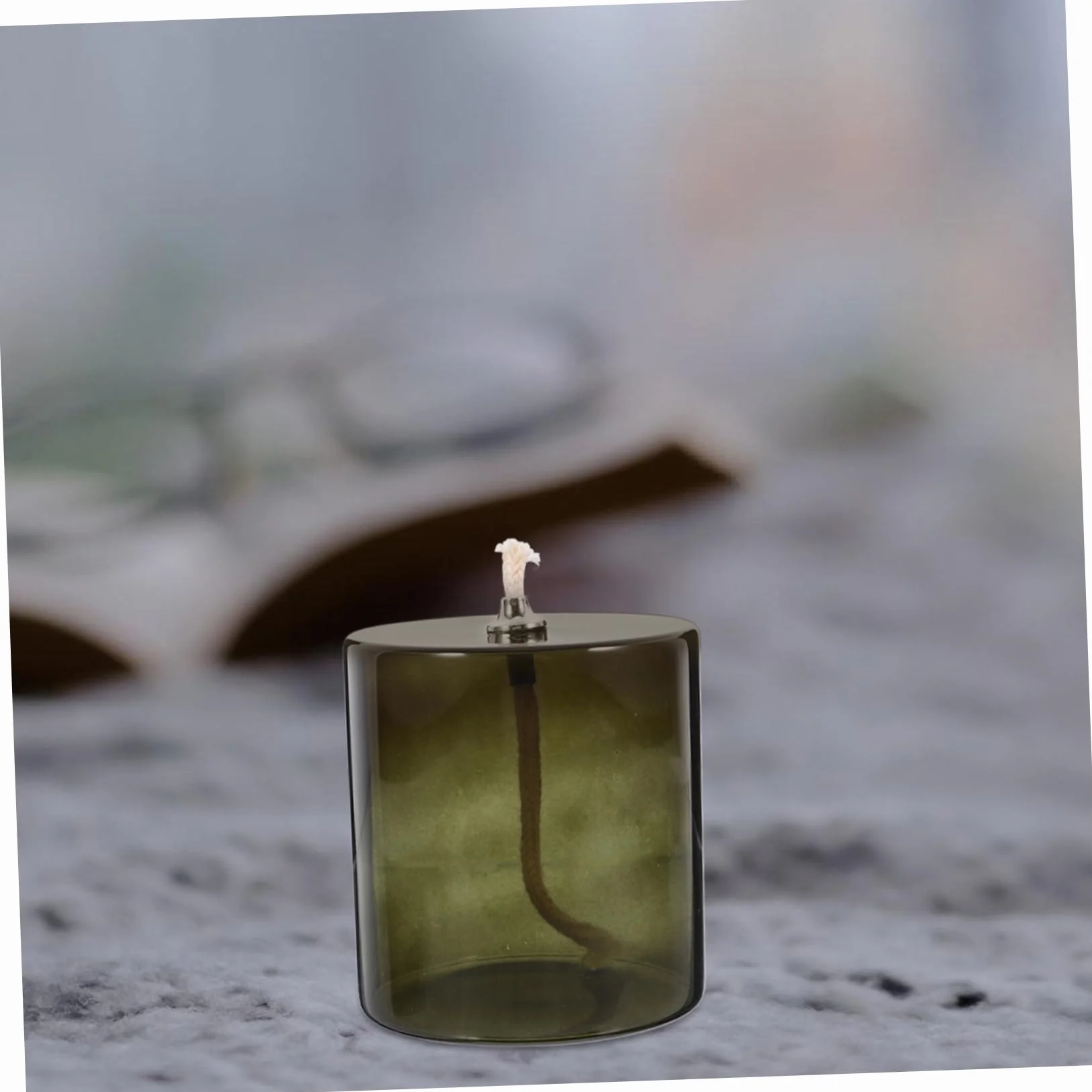 Stylowa Szklana Lampa Naftowa Kreatywna Lampa Olejowa z Płaskim Podstawką Idealna Do Dekoracji Wnętrz i Użycia Różnych Okazjach Zielona z Metalowym Knotem