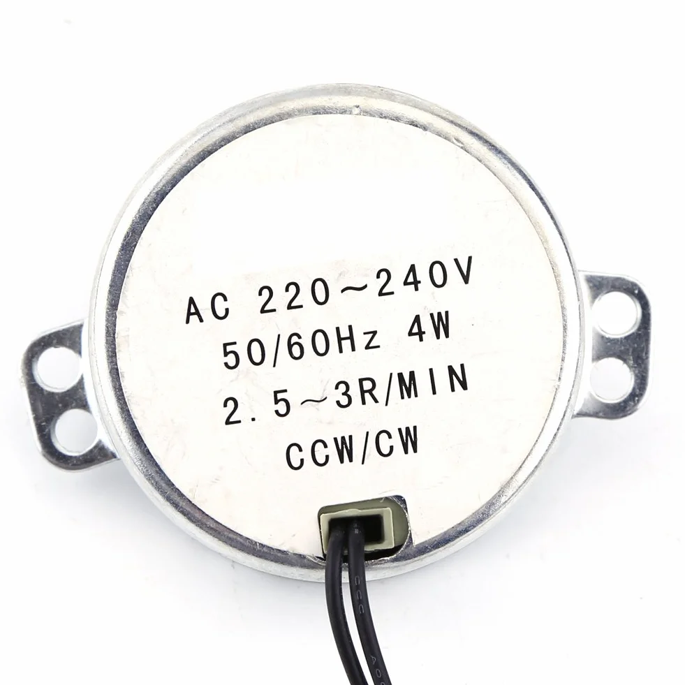 Silnik synchroniczny, 1 szt. 220-240 V AC motoreduktor, silnik elektryczny 4W CW CCW do mechanizmu wentylacji wentylatora elektrycznego, grzałka(2.5-3RPM)
