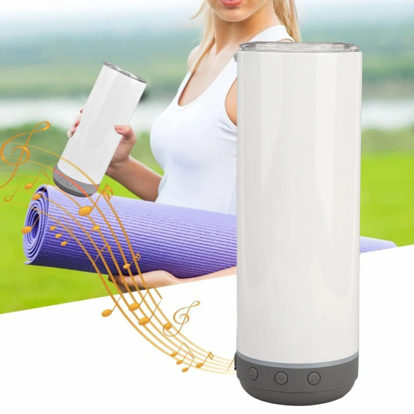 Kubek sublimacyjny 20oz, izolowane kubki ze stali nierdzewnej 304, zdejmowane termosy próżniowe z podwójną ścianką z głośnikiem Bluetooth i światłami LED, wodoodporny kubek muzyczny na prezent bożonar