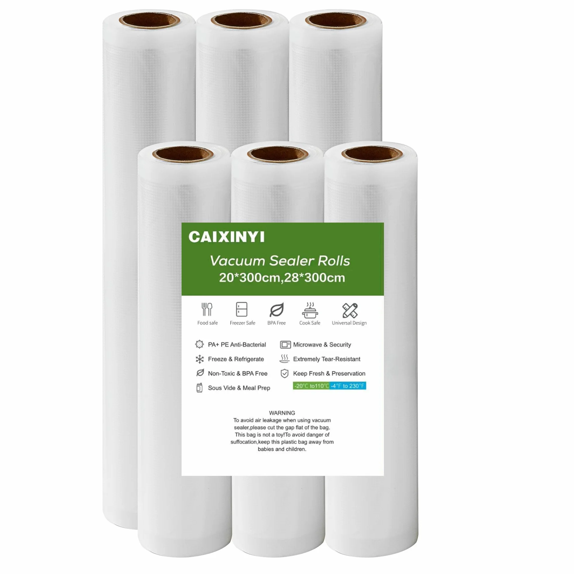 Worki próżniowe 3 rolki 20x300 cm + 3 rolki 28x300 cm folia próżniowa do żywności