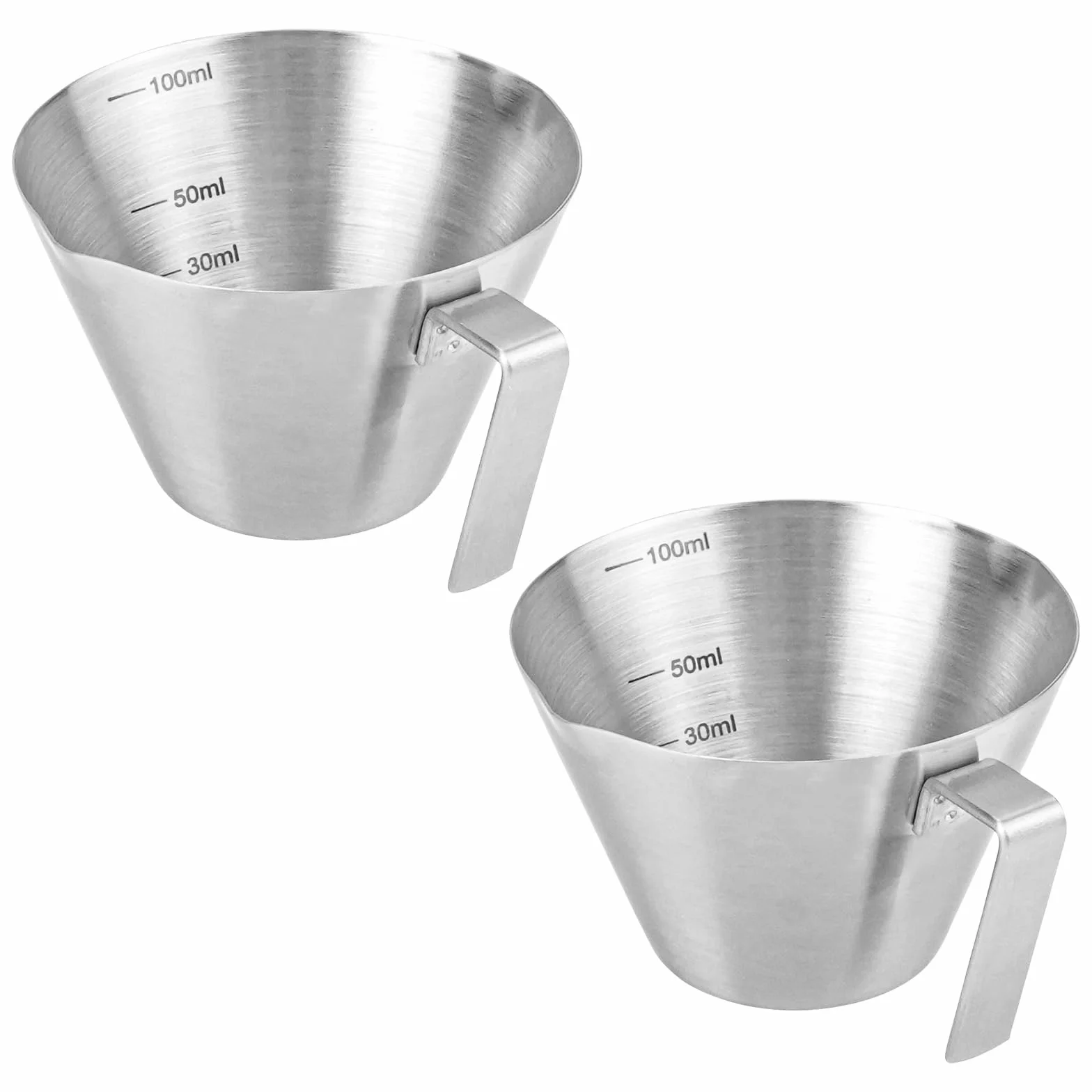 2 sztuki filiżanek do espresso z uchwytem, szklana szklanka pomiarowa ze stali nierdzewnej z podwójnym odpływem i skalą, szklanki do espresso, akcesoria do espresso, filiżanki do kawy z V-odpływem na
