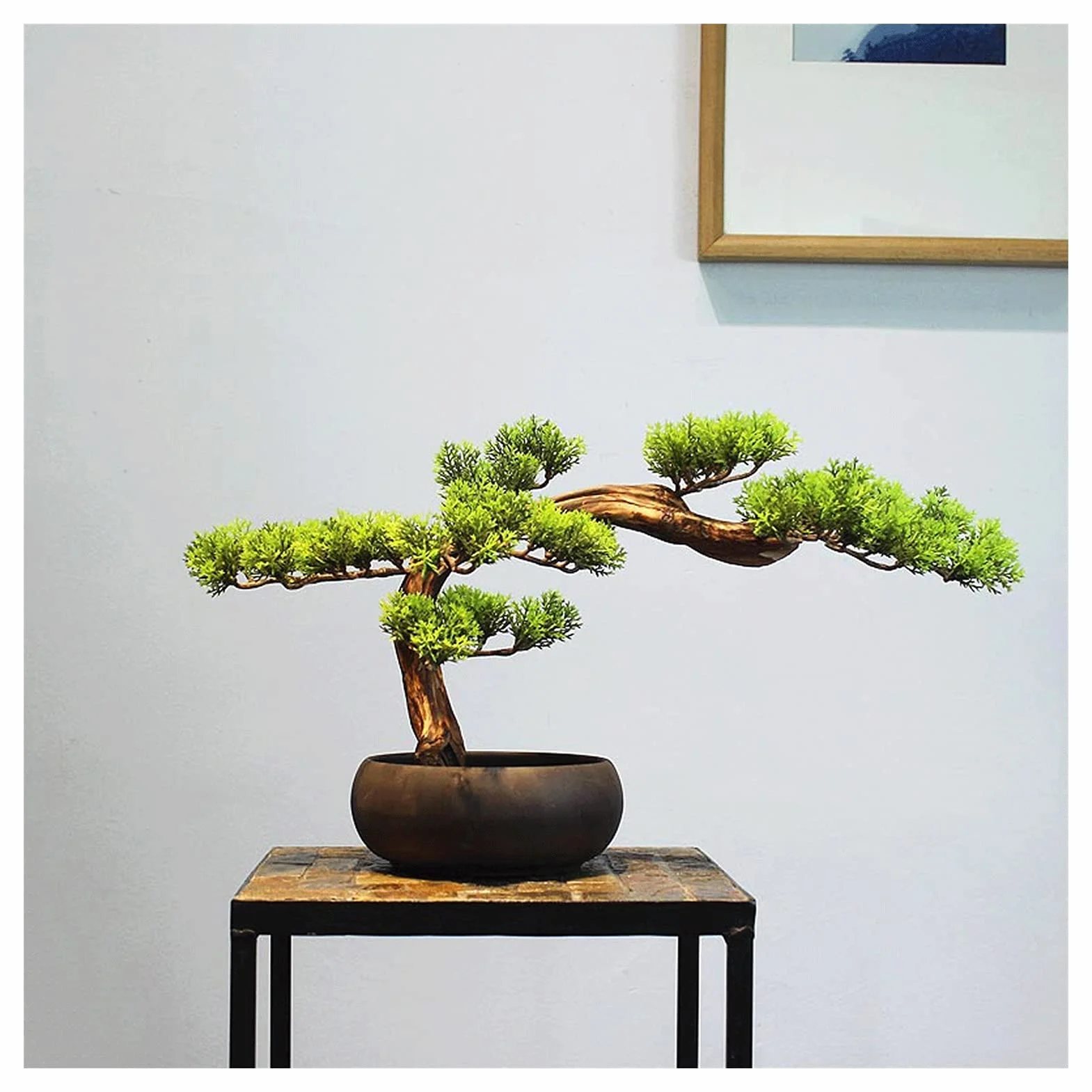 Sztuczne Bonsai 11 cali sztuczne drzewko sosnowe Bonsai, realistyczne sztuczne dekoracje roślinne, sztuczne rośliny doniczkowe, do ekspozycji na biurku, dekoracje do ogrodu Zen Sztuczne dekoracje rośl