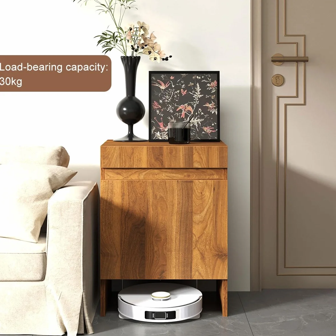 Robot Vacuum nd Cabinet Sto Solut z drzwiami do odkurzaczy koniec tabfor dom biuro i salon freending drewniany (biały)